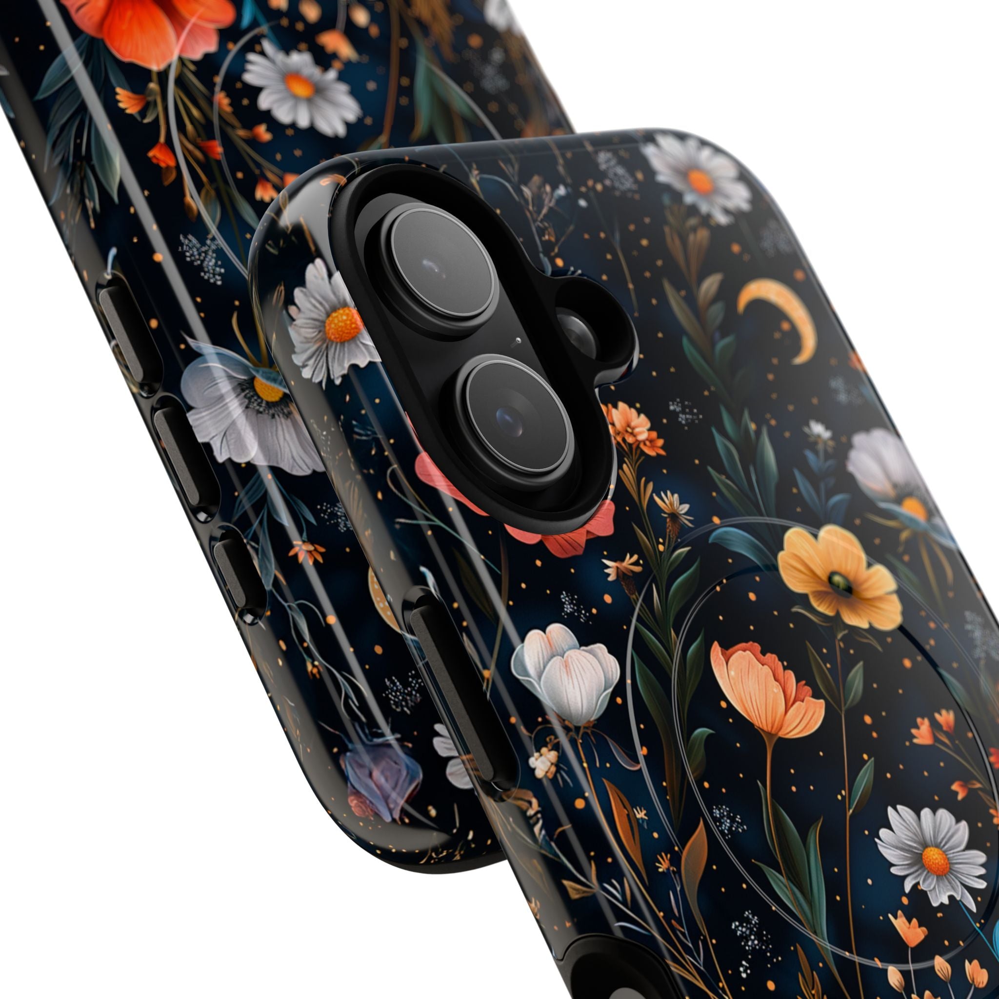 Magnetic Tough Case — Dark Floral Meadow with Moon & Daisies