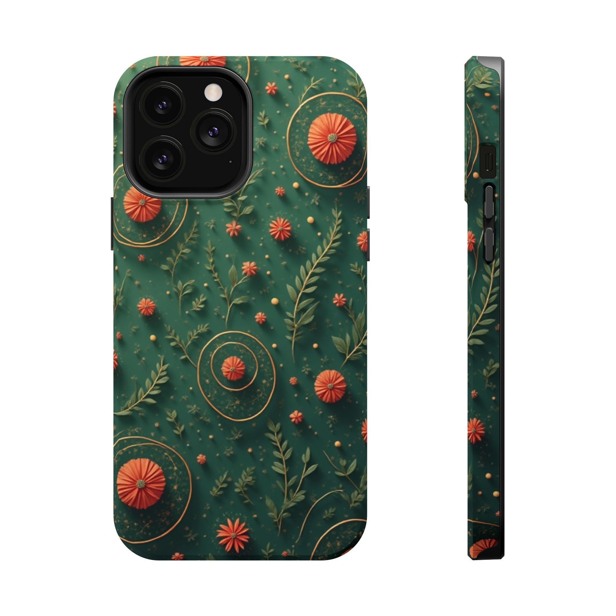 Floral Green Magnetic Impact Phone Case — Protective Botanical Design