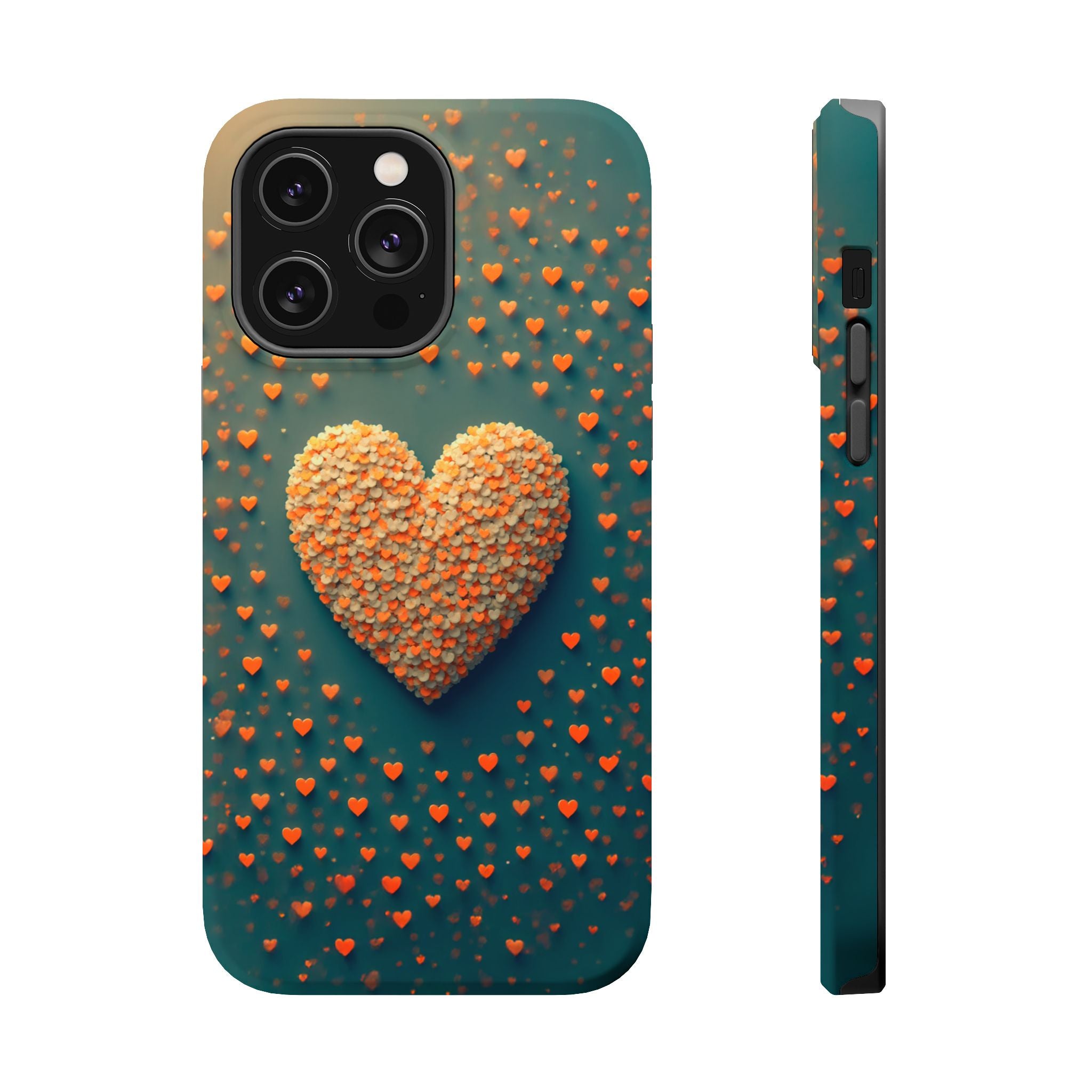 Magnetic Impact-Resistant Phone Case — Textured Heart Confetti Design