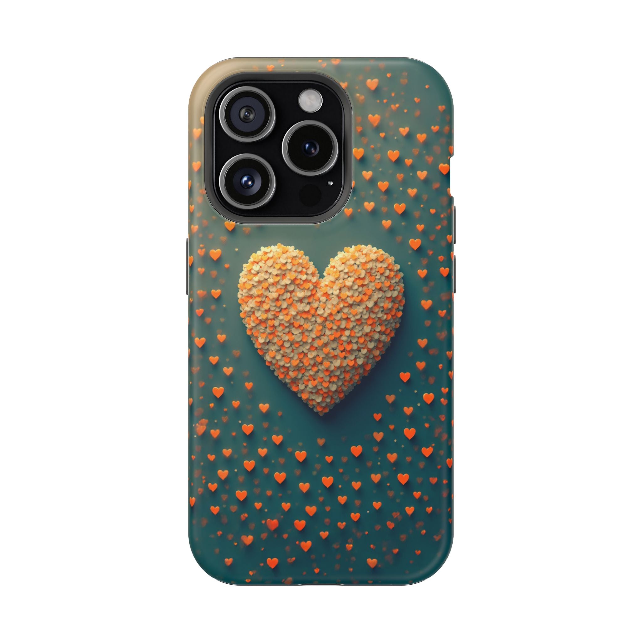 Magnetic Impact-Resistant Phone Case — Textured Heart Confetti Design