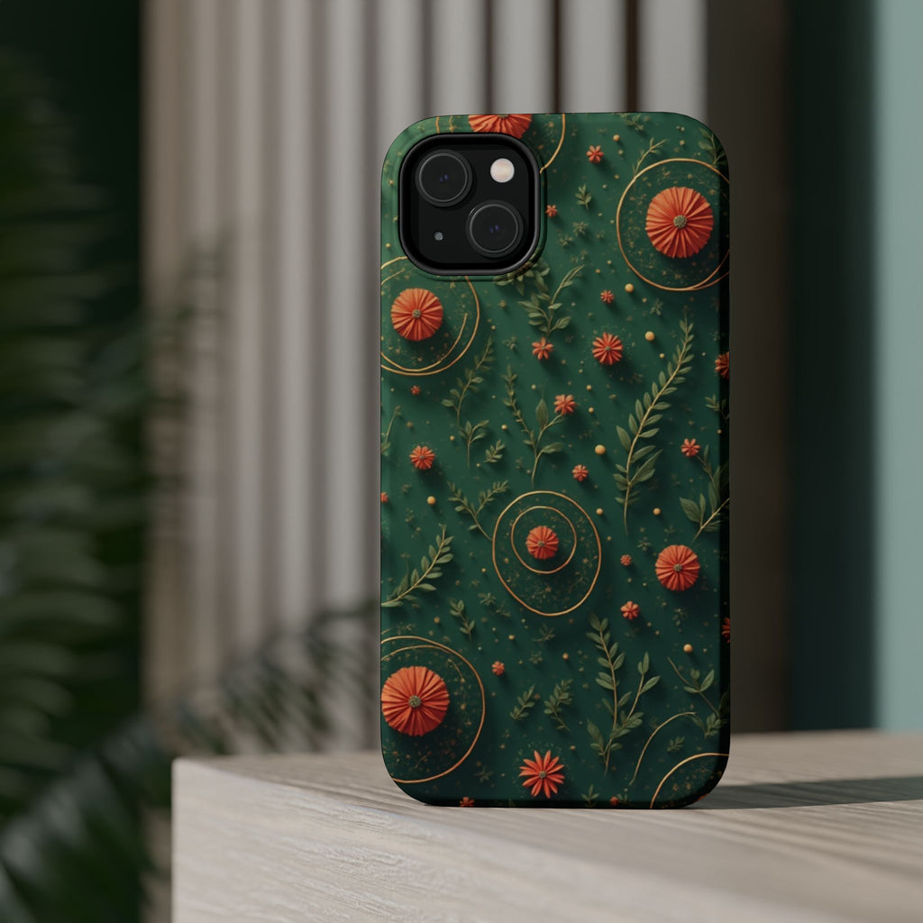 Floral Green Magnetic Impact Phone Case — Protective Botanical Design