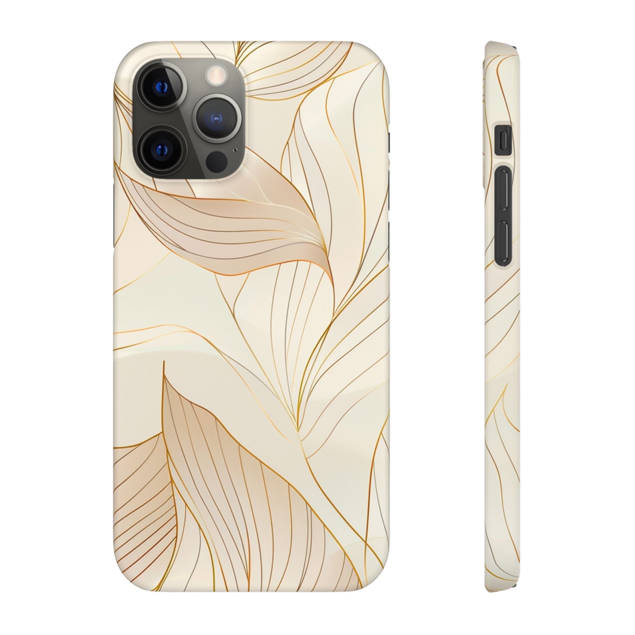 Floral Gold Leaf Phone Case — Elegant Neutral Botanical Snap Case