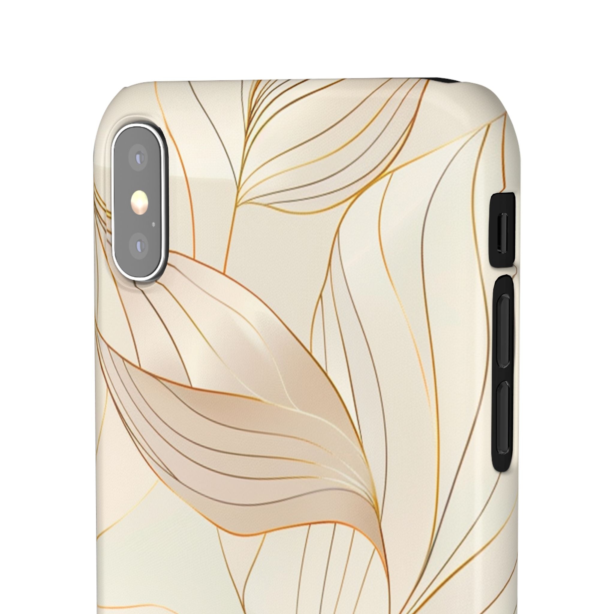 Floral Gold Leaf Phone Case — Elegant Neutral Botanical Snap Case