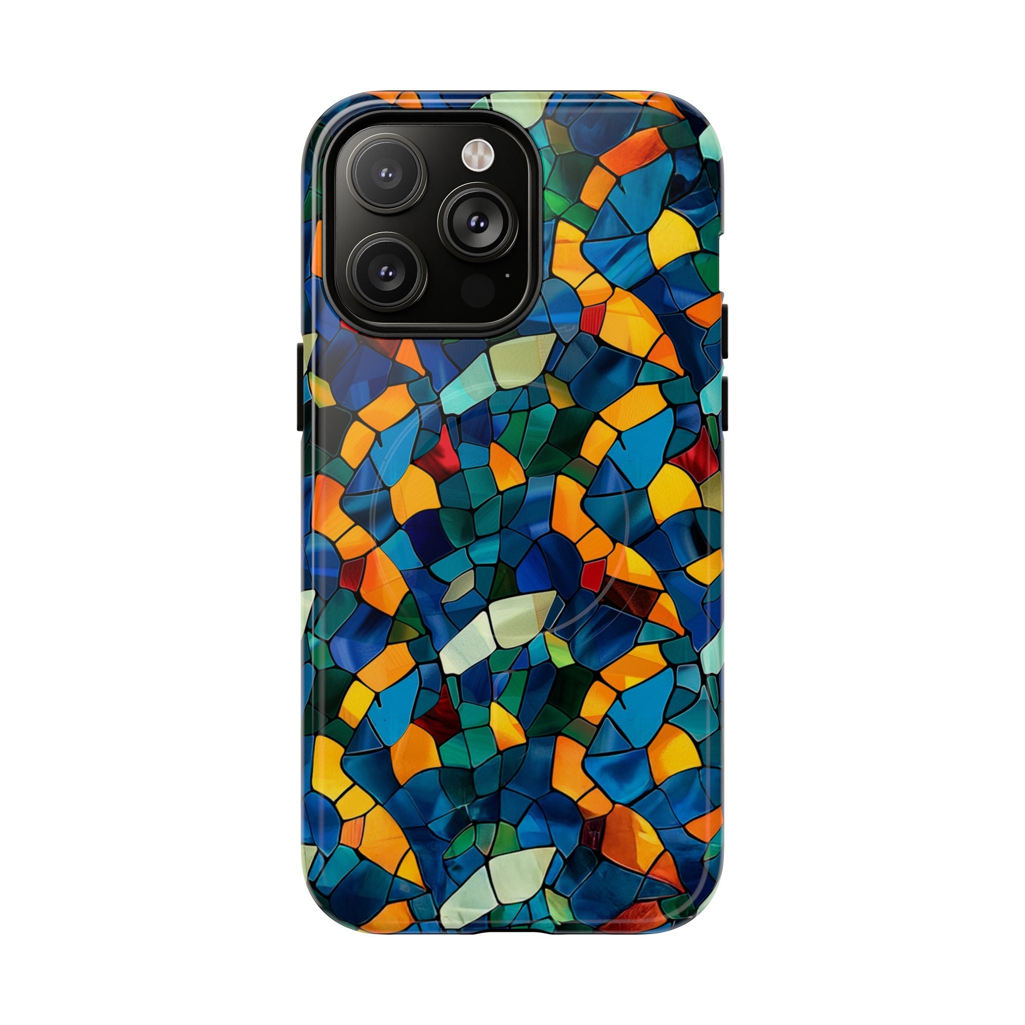 Stained Glass Mosaic Tough Magnetic Phone Case — Vibrant Abstract Protective Cover