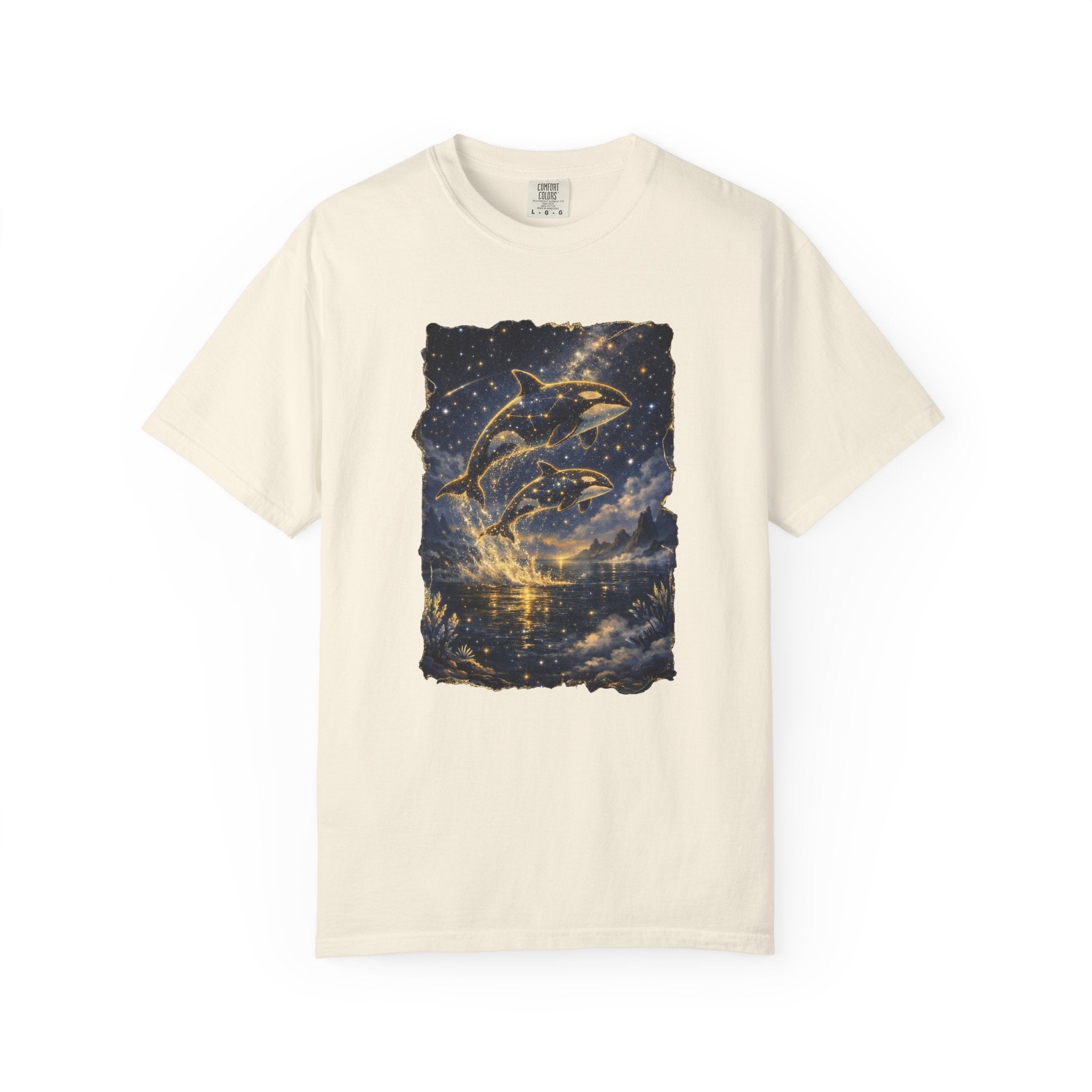 Orca Night Sky T-Shirt — Jumping Whales Moonlight Graphic Tee