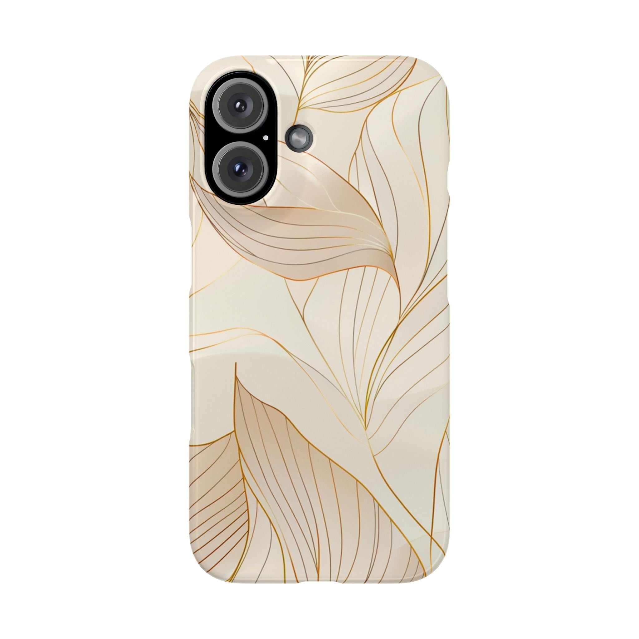Floral Gold Leaf Phone Case — Elegant Neutral Botanical Snap Case