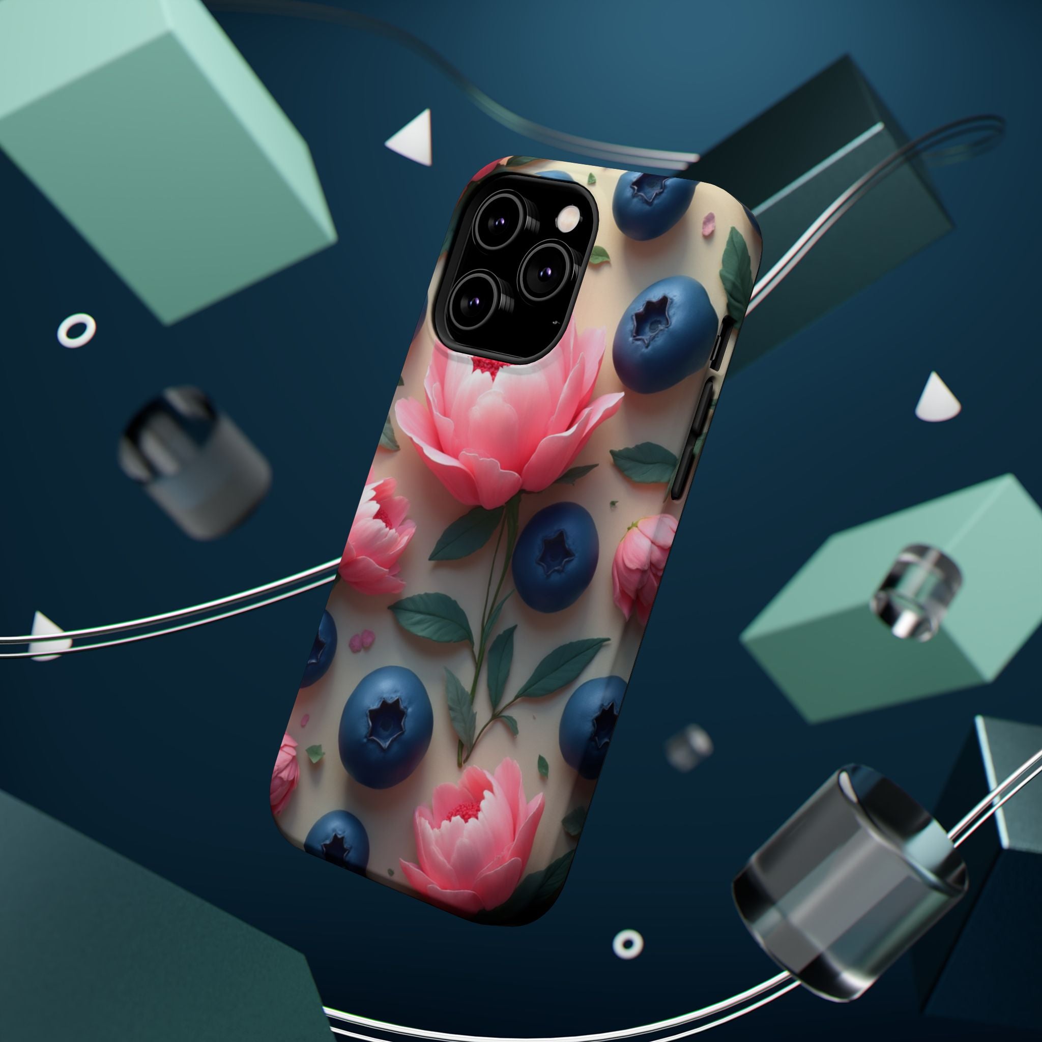 Floral Blueberry Phone Case — Magnetic Impact-Resistant