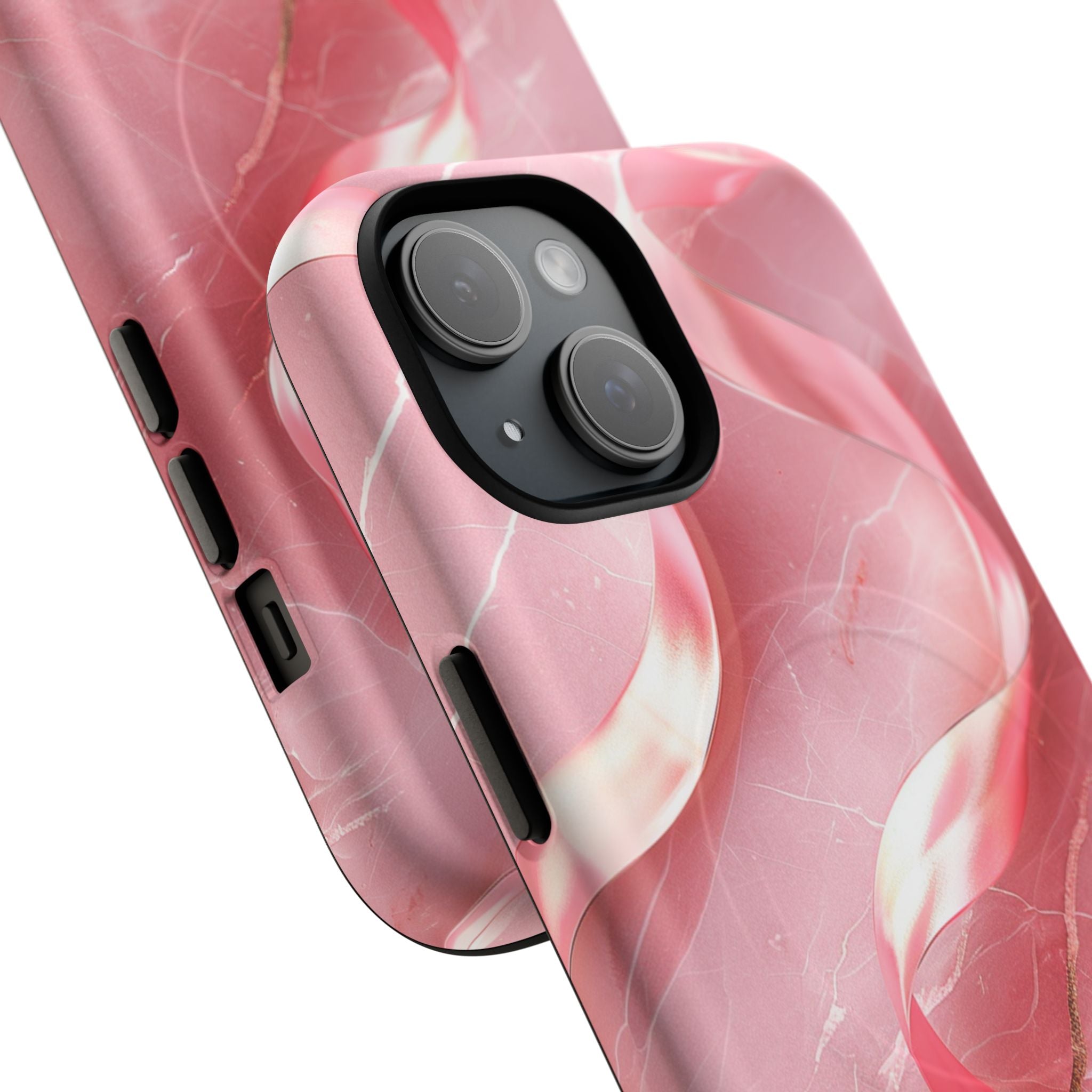 Pink Marble Tough Magnetic Phone Case — Abstract Rose Swirl Magnetic iPhone Cover
