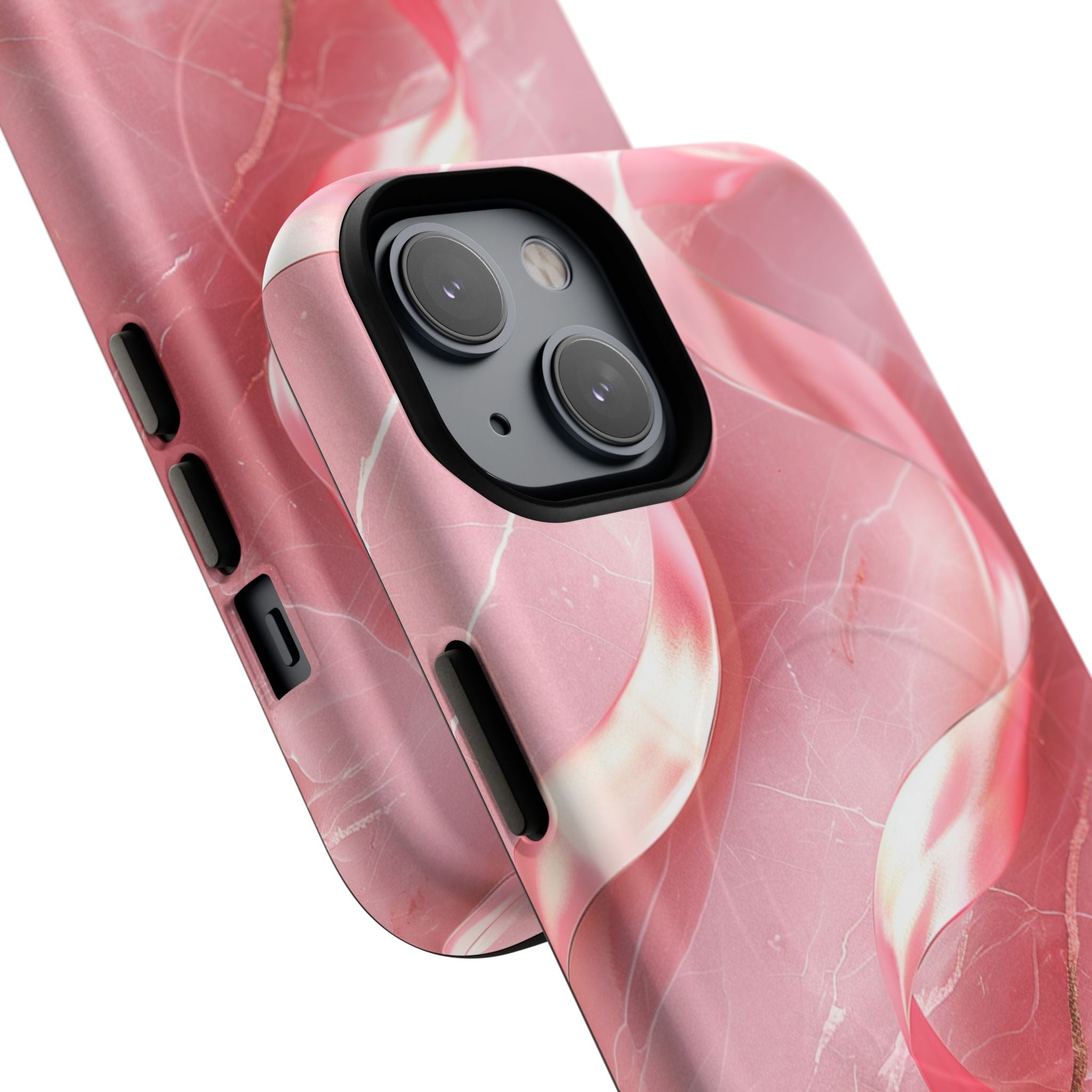 Pink Marble Tough Magnetic Phone Case — Abstract Rose Swirl Magnetic iPhone Cover