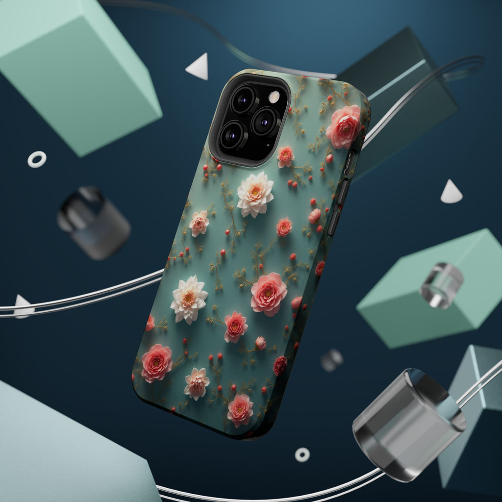 Floral Rose Pattern Magnetic Impact-Resistant Phone Case