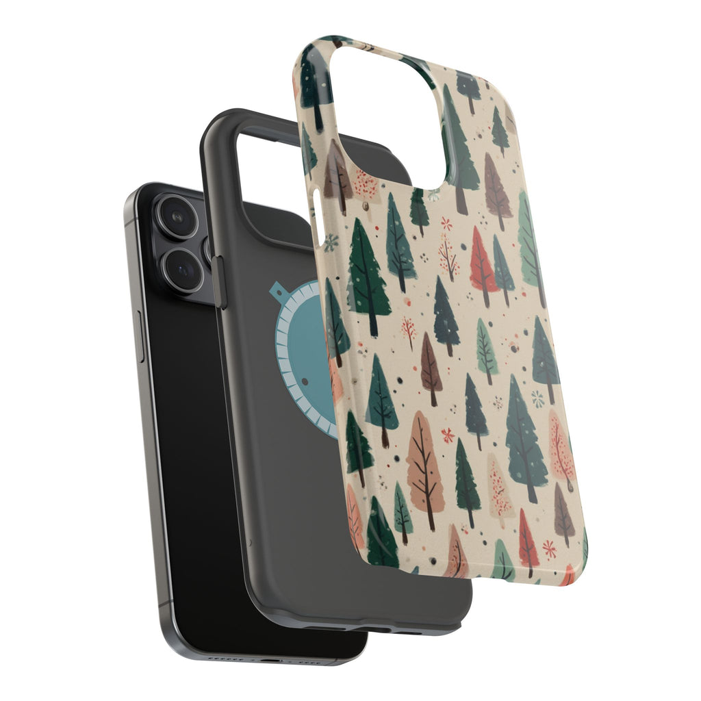 Forest Pattern Magnetic Impact-Resistant Phone Case — Winter Tree Design