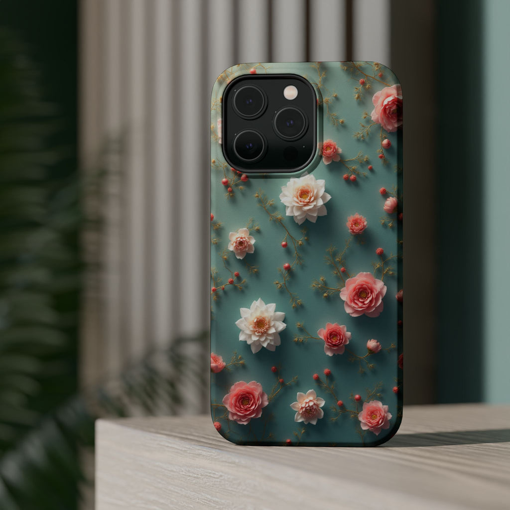 Floral Rose Pattern Magnetic Impact-Resistant Phone Case