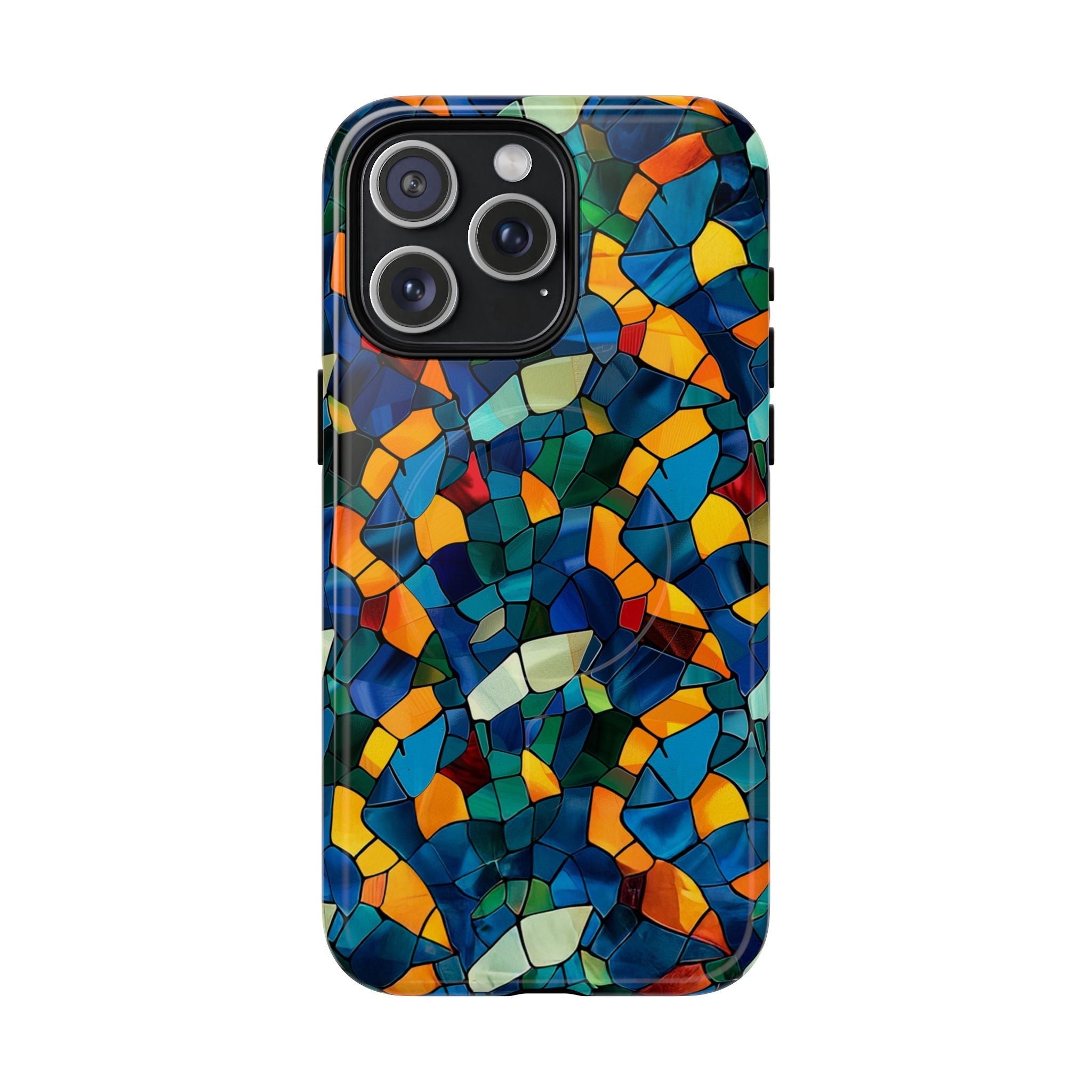 Stained Glass Mosaic Tough Magnetic Phone Case — Vibrant Abstract Protective Cover