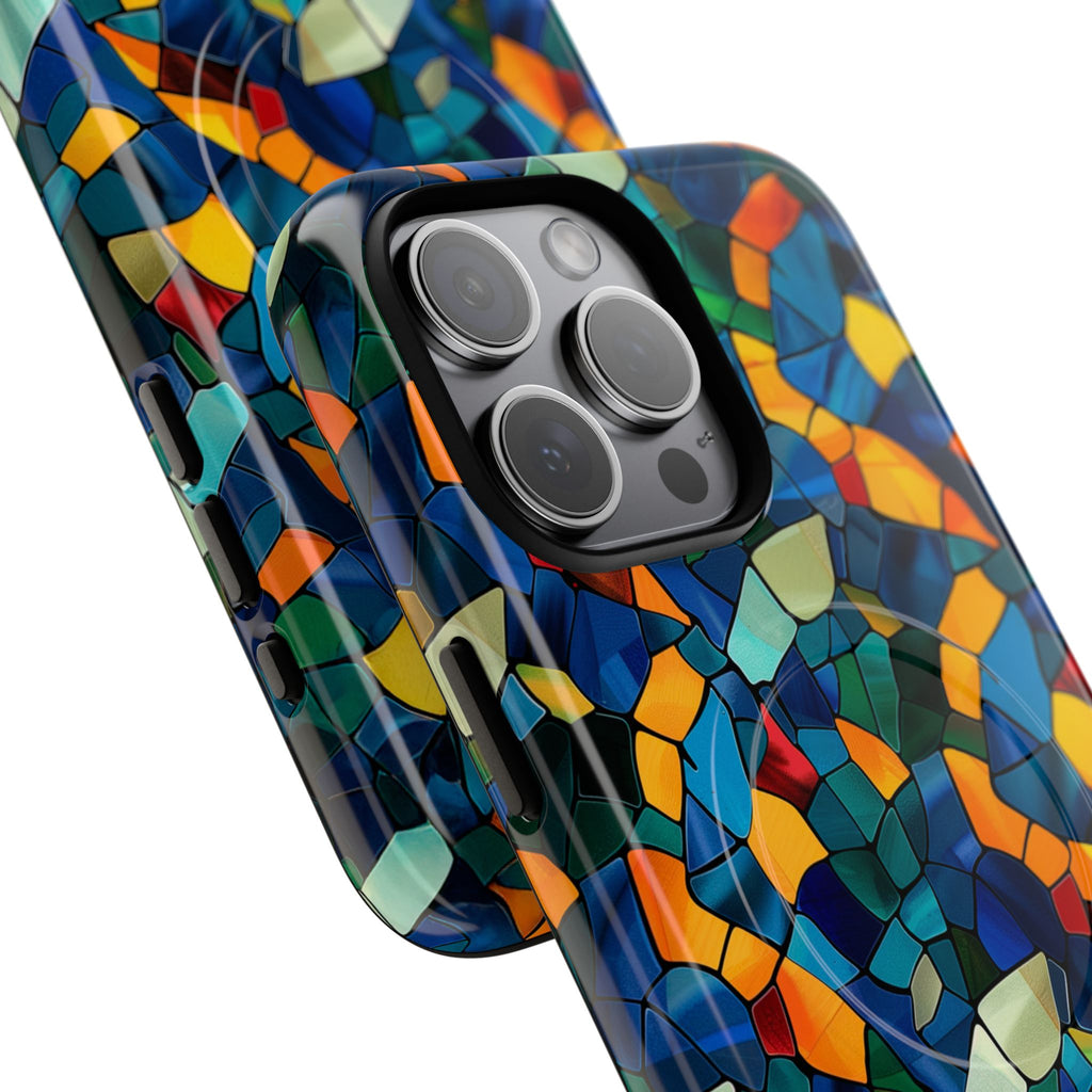 Stained Glass Mosaic Tough Magnetic Phone Case — Vibrant Abstract Protective Cover