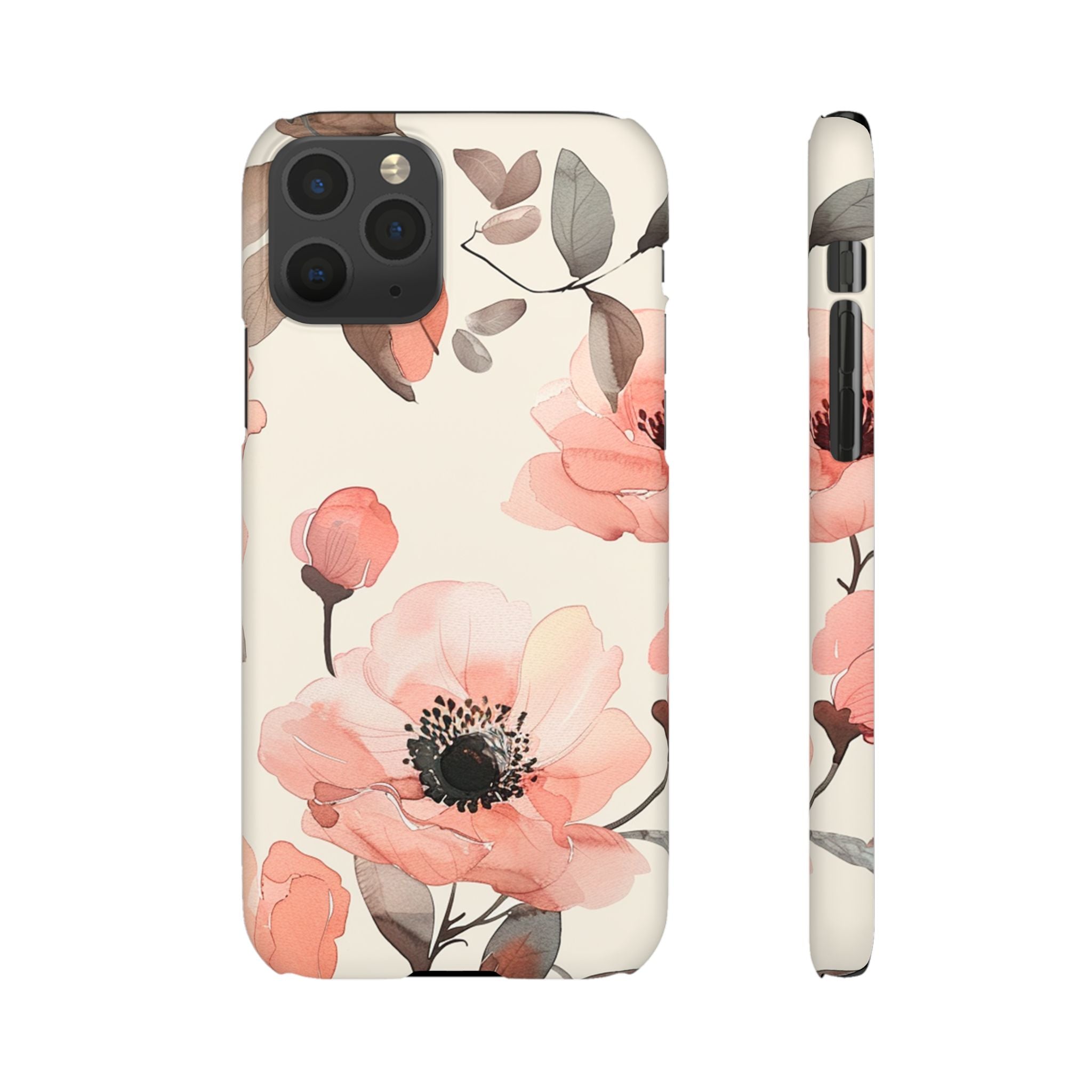 Floral Snap Phone Case — Blush Watercolor Poppies
