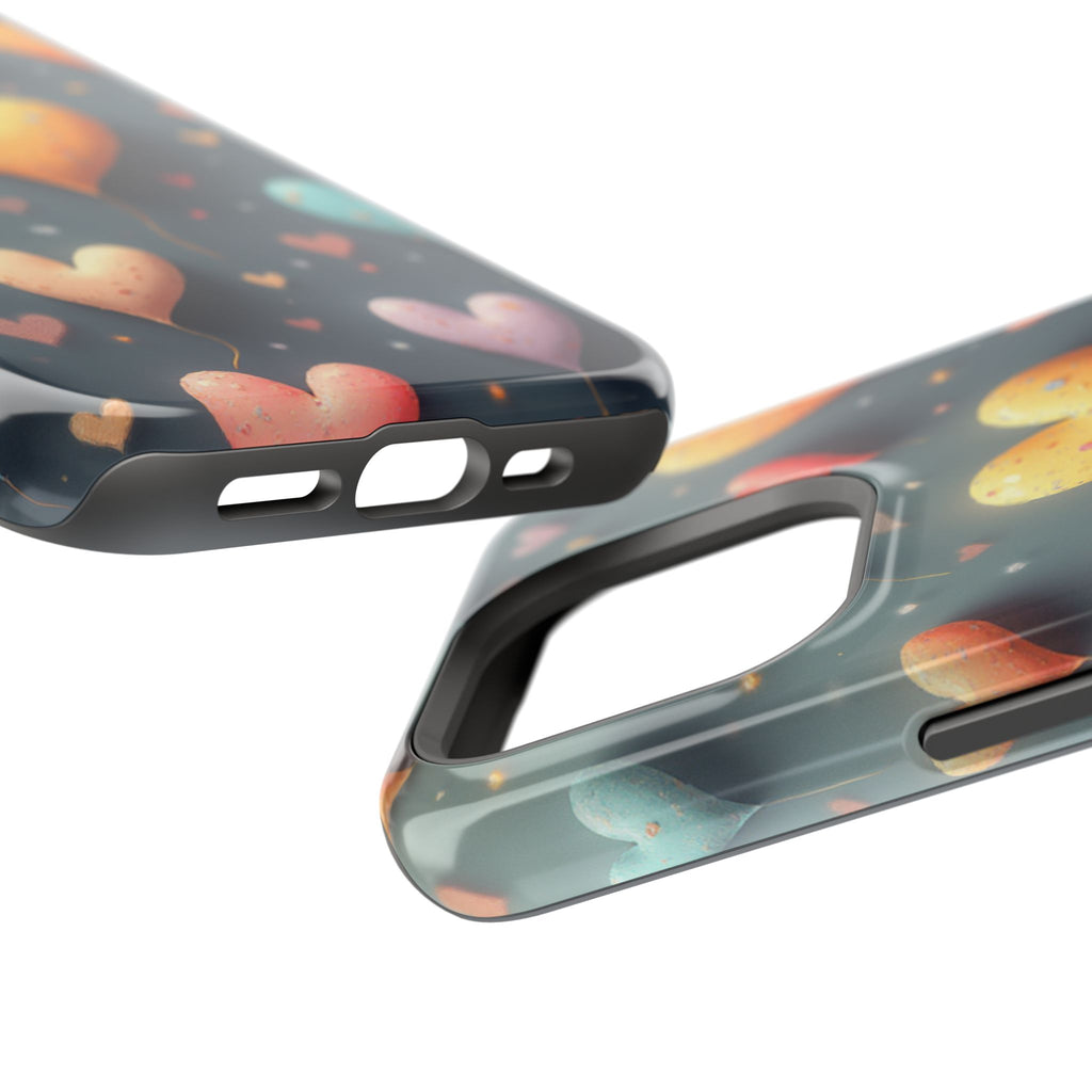 Magnetic Impact-Resistant Phone Case — Colorful Floating Heart Design
