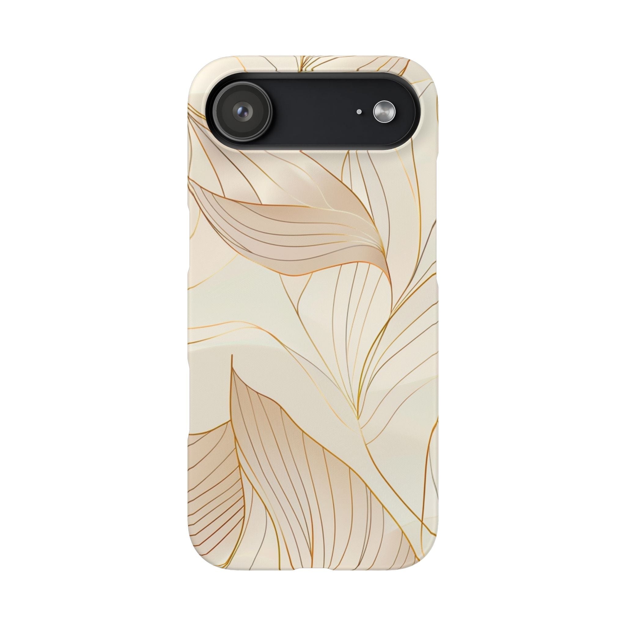 Floral Gold Leaf Phone Case — Elegant Neutral Botanical Snap Case