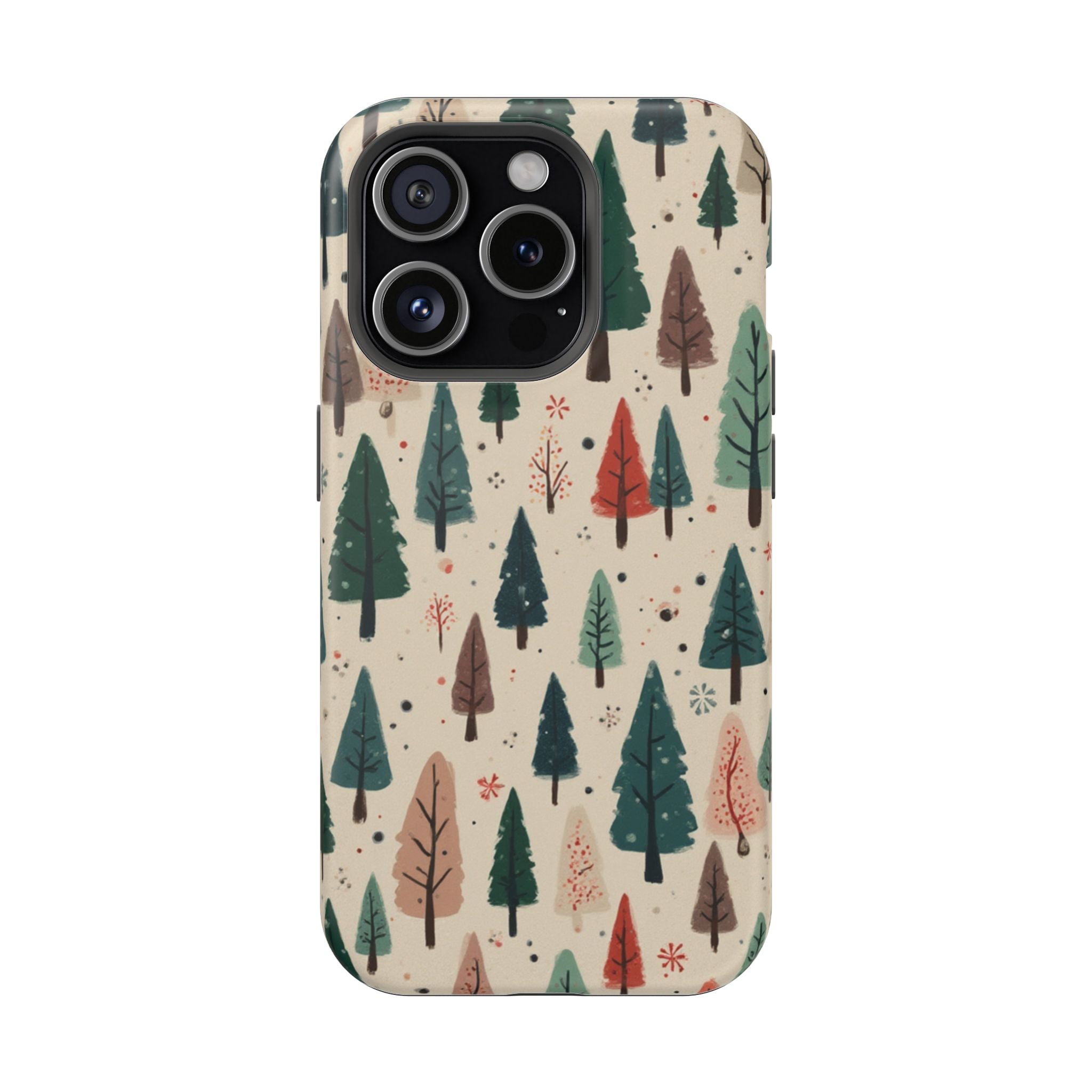 Forest Pattern Magnetic Impact-Resistant Phone Case — Winter Tree Design
