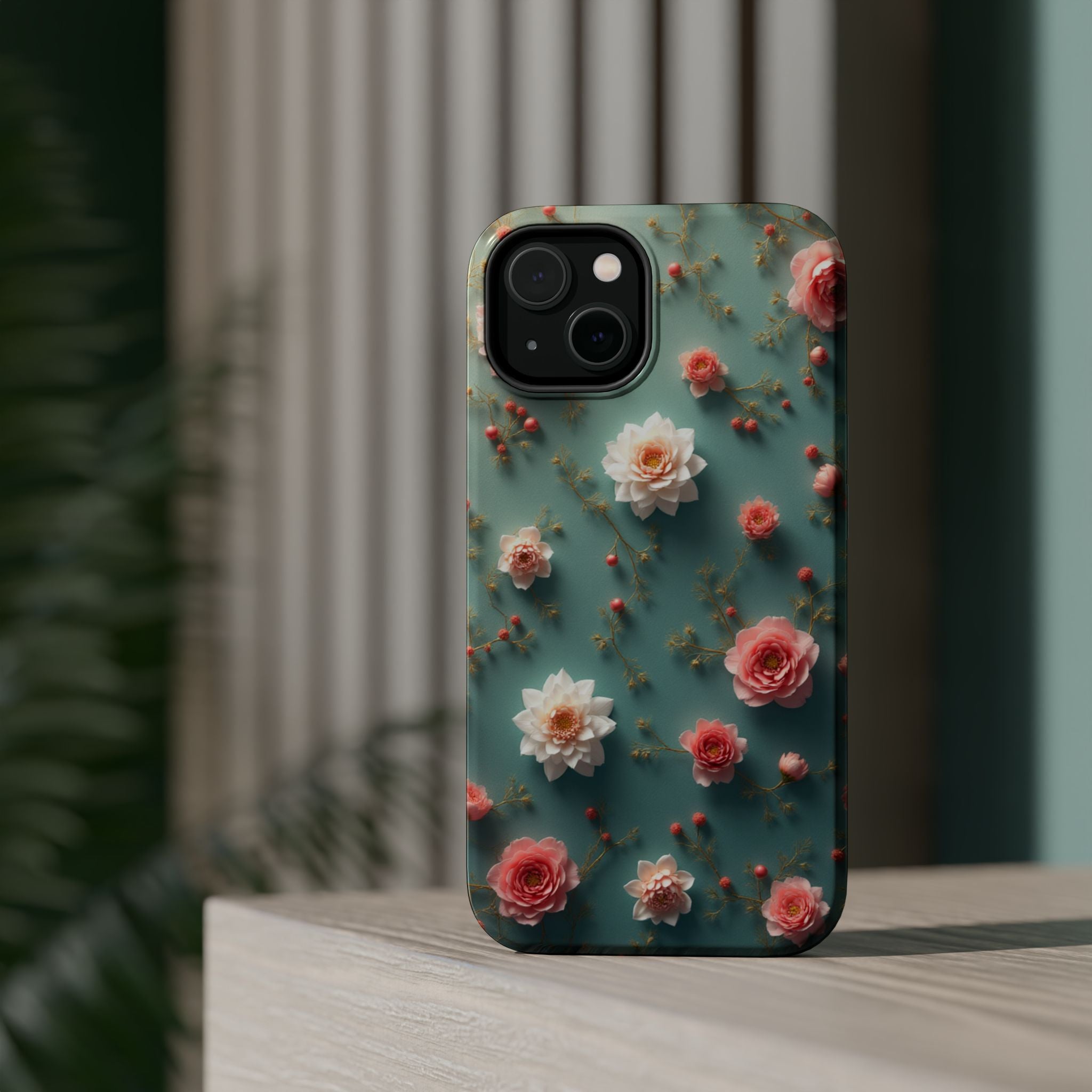 Floral Rose Pattern Magnetic Impact-Resistant Phone Case