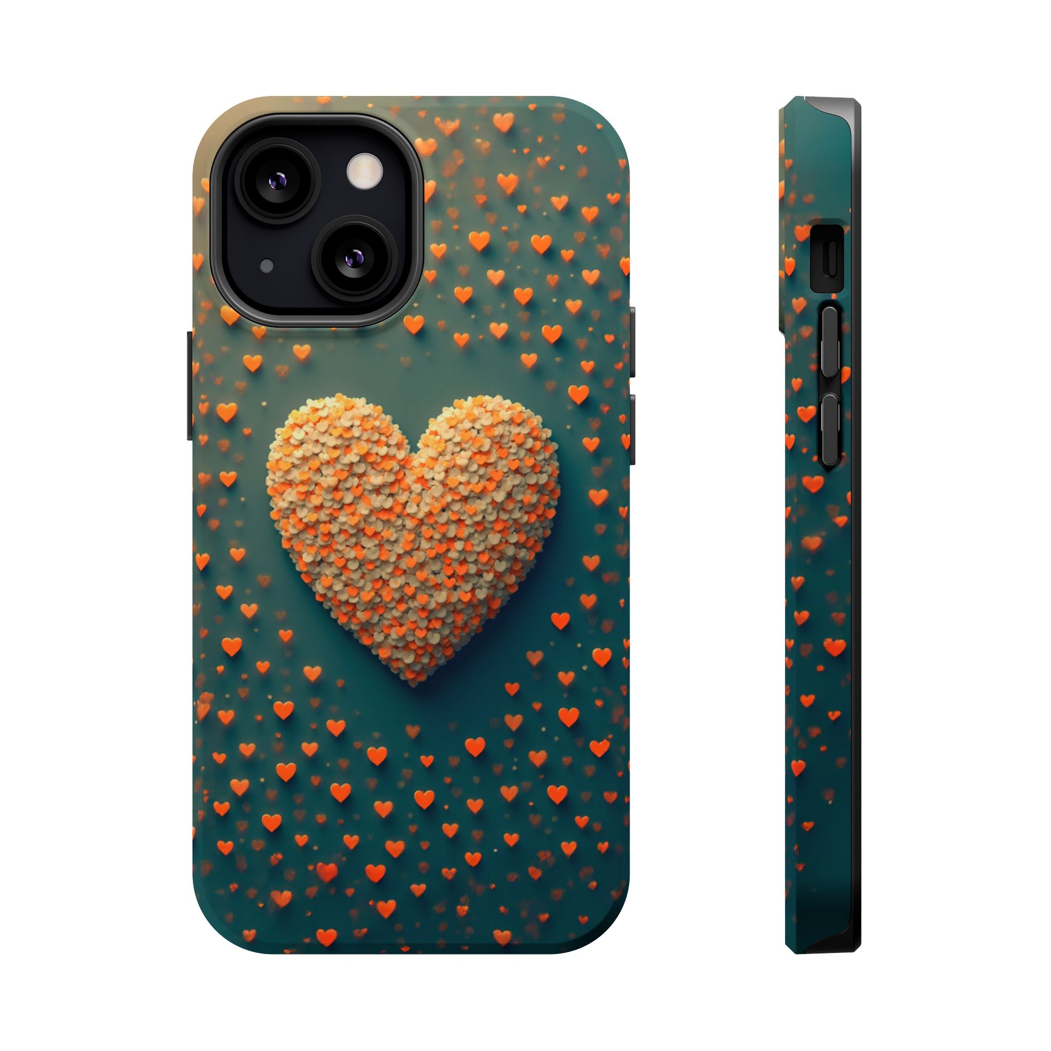 Magnetic Impact-Resistant Phone Case — Textured Heart Confetti Design