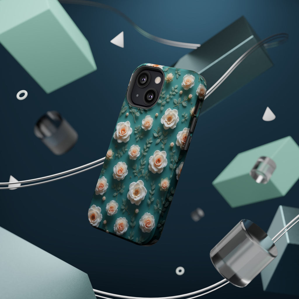 Floral Rose Pattern Magnetic Impact-Resistant Phone Case