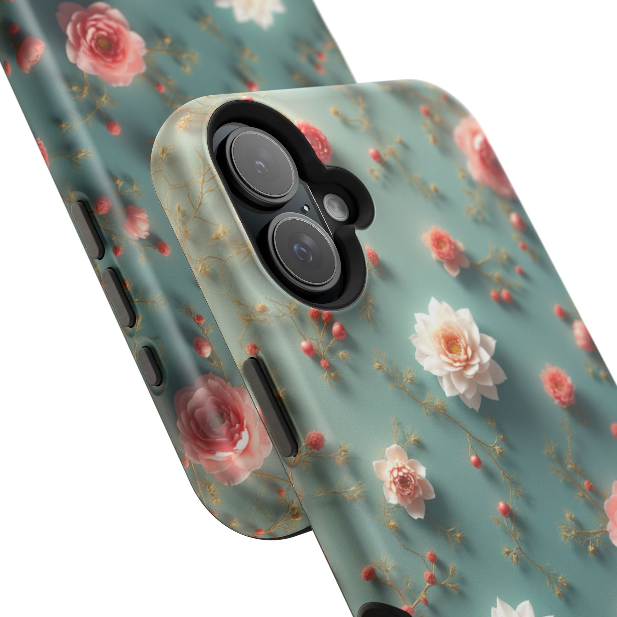 Floral Rose Pattern Magnetic Impact-Resistant Phone Case