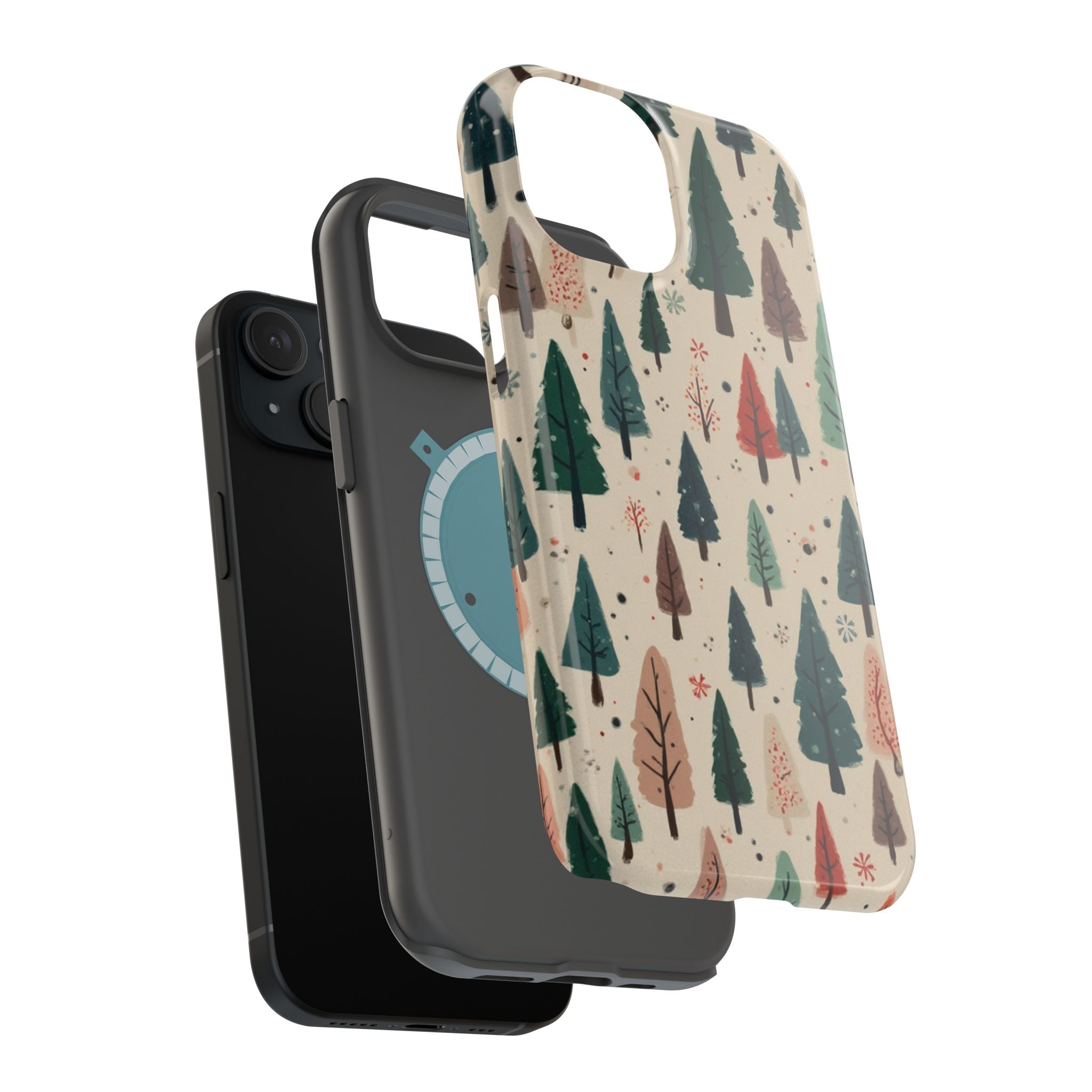 Forest Pattern Magnetic Impact-Resistant Phone Case — Winter Tree Design