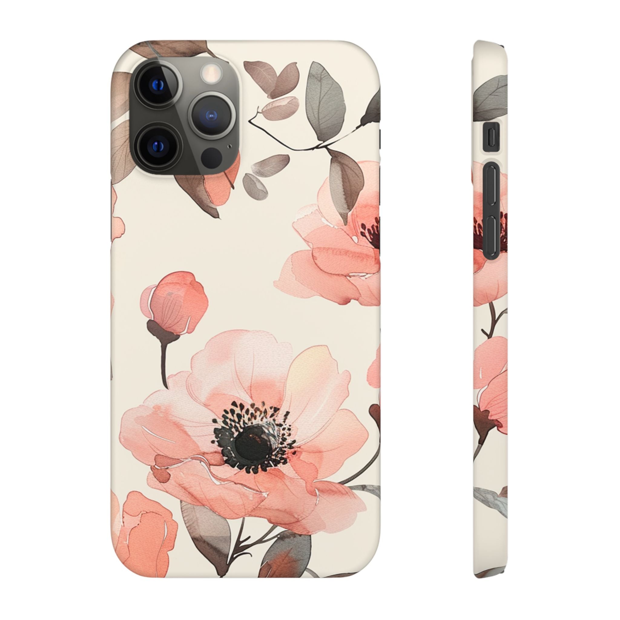 Floral Snap Phone Case — Blush Watercolor Poppies
