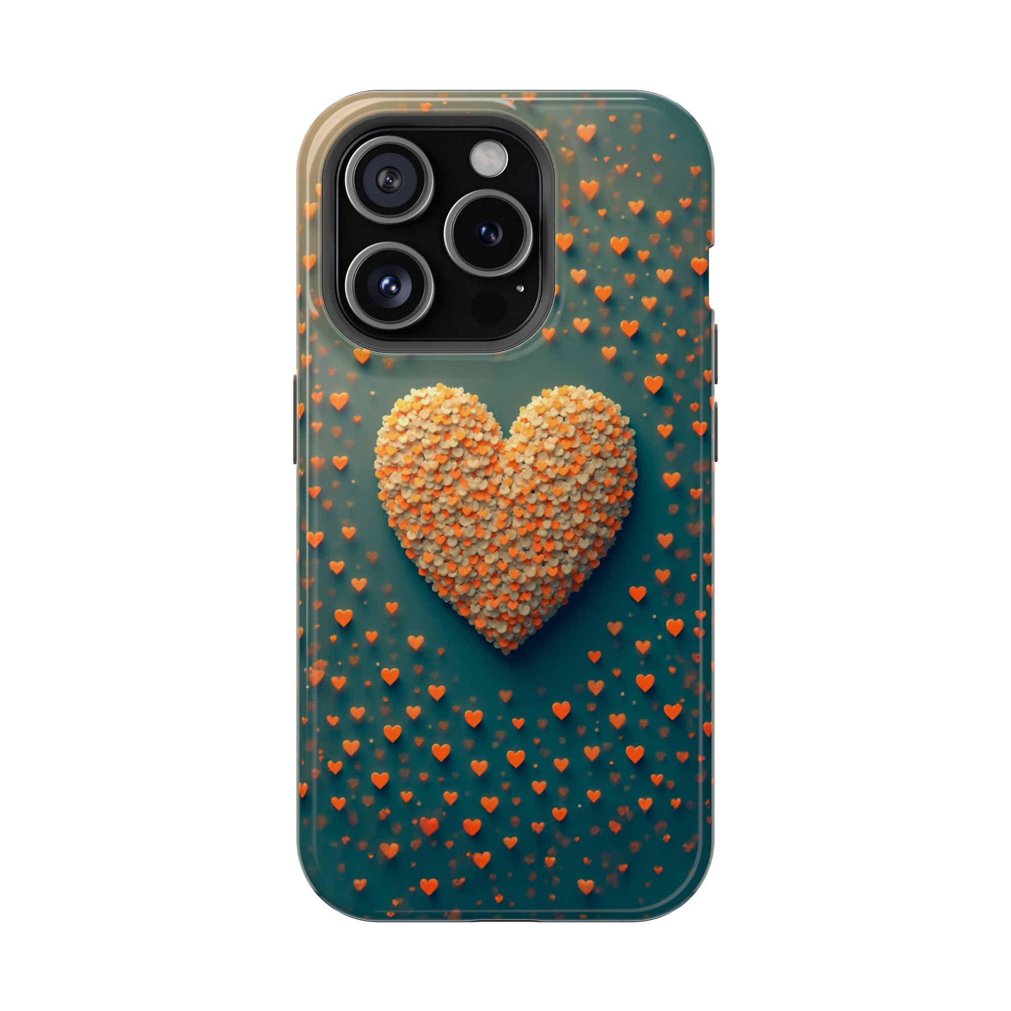 Magnetic Impact-Resistant Phone Case — Textured Heart Confetti Design