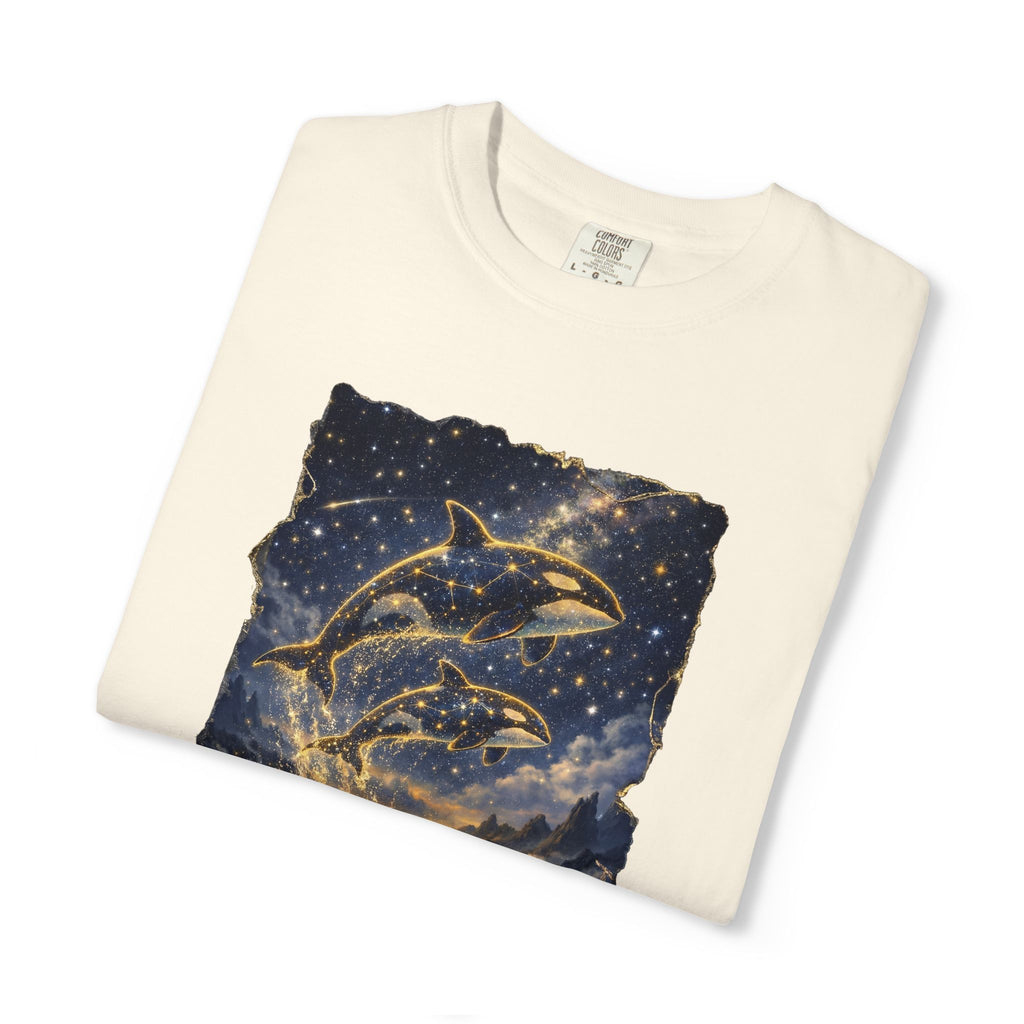Orca Night Sky T-Shirt — Jumping Whales Moonlight Graphic Tee