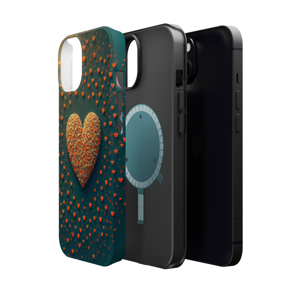Magnetic Impact-Resistant Phone Case — Textured Heart Confetti Design