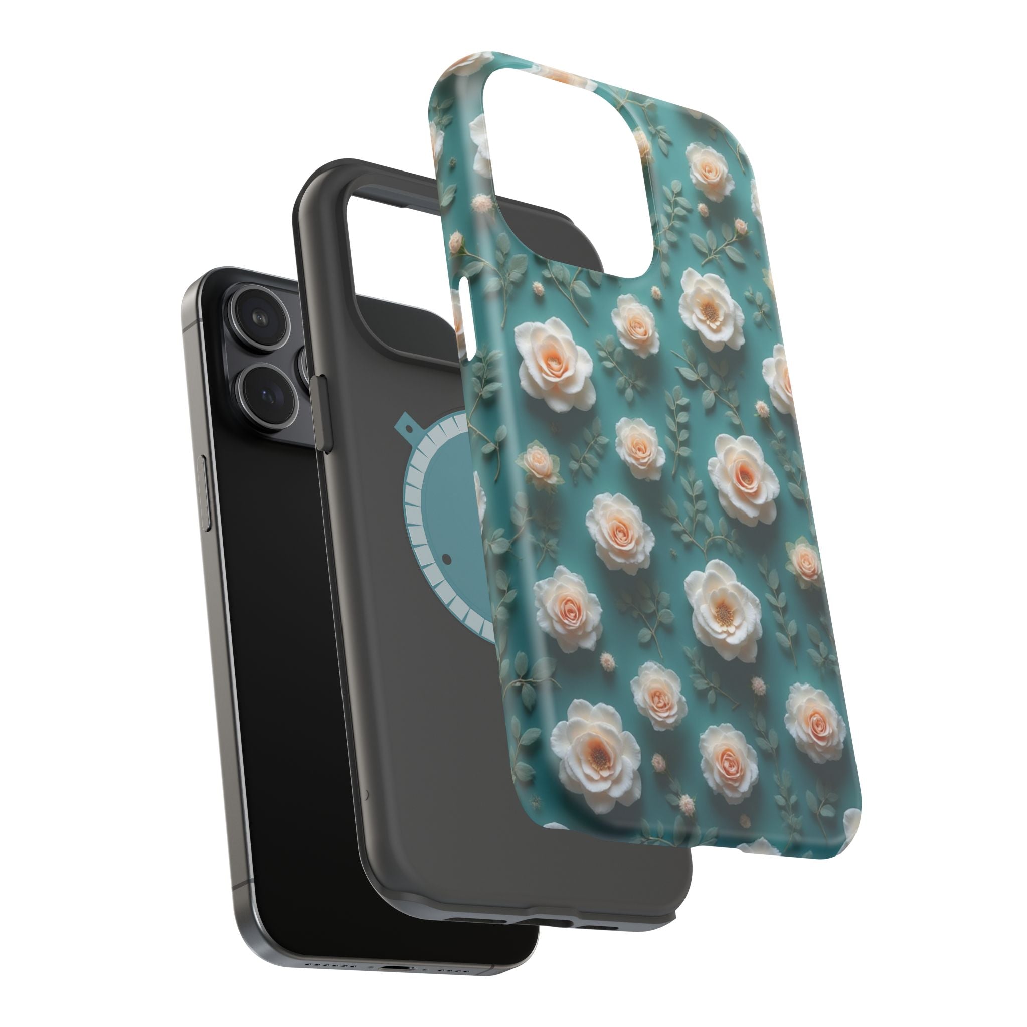 Floral Rose Pattern Magnetic Impact-Resistant Phone Case