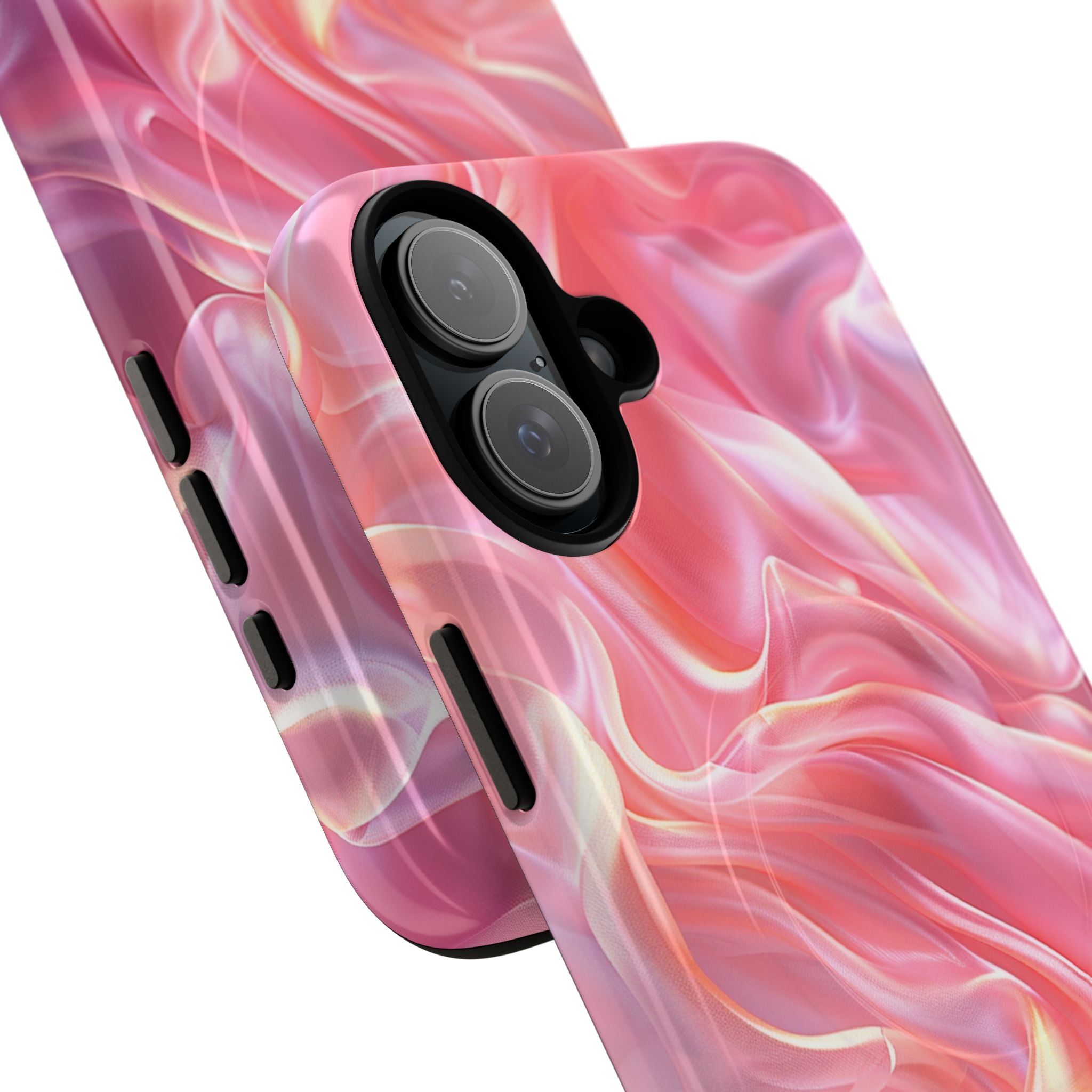 Pink Swirl Tough Magnetic Phone Case — Protective Magnetic iPhone Cover with Iridescent Marble Design