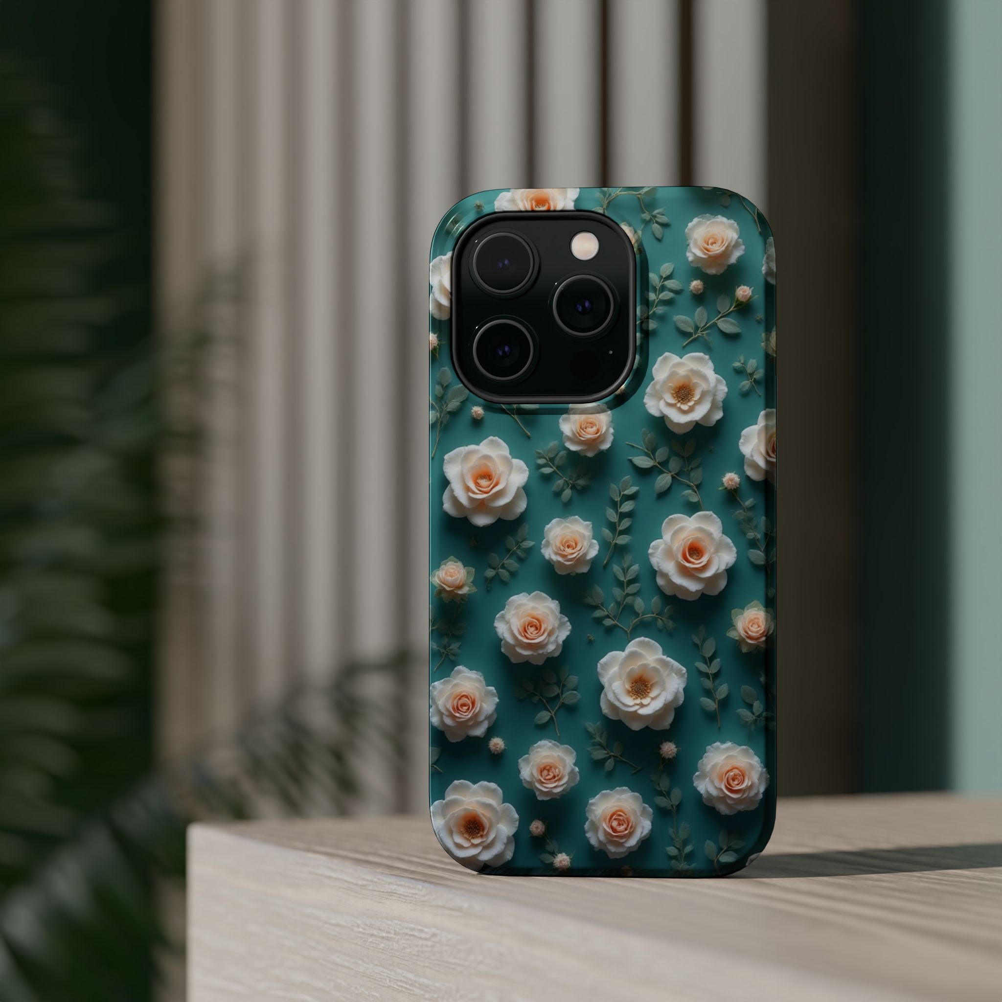 Floral Rose Pattern Magnetic Impact-Resistant Phone Case