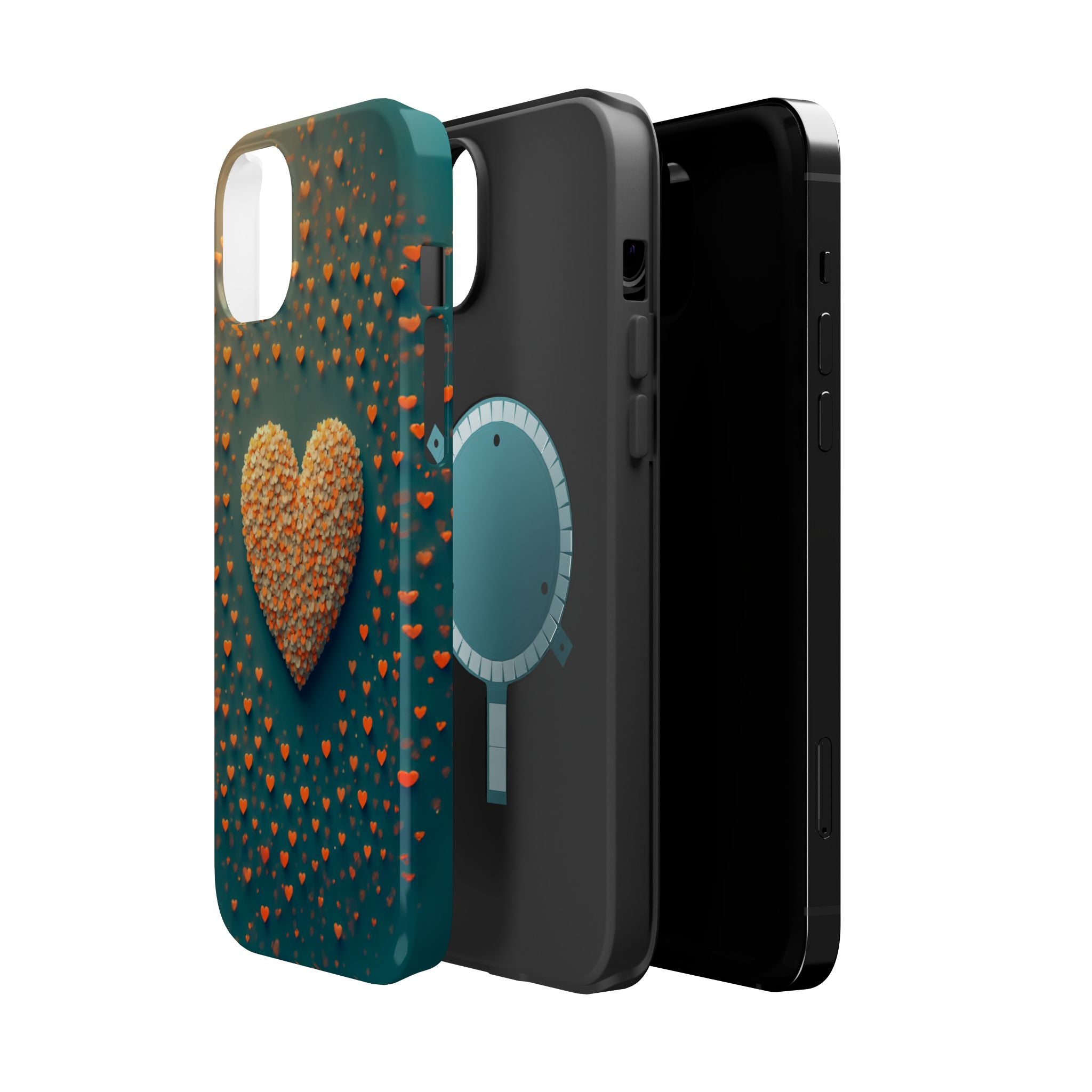 Magnetic Impact-Resistant Phone Case — Textured Heart Confetti Design