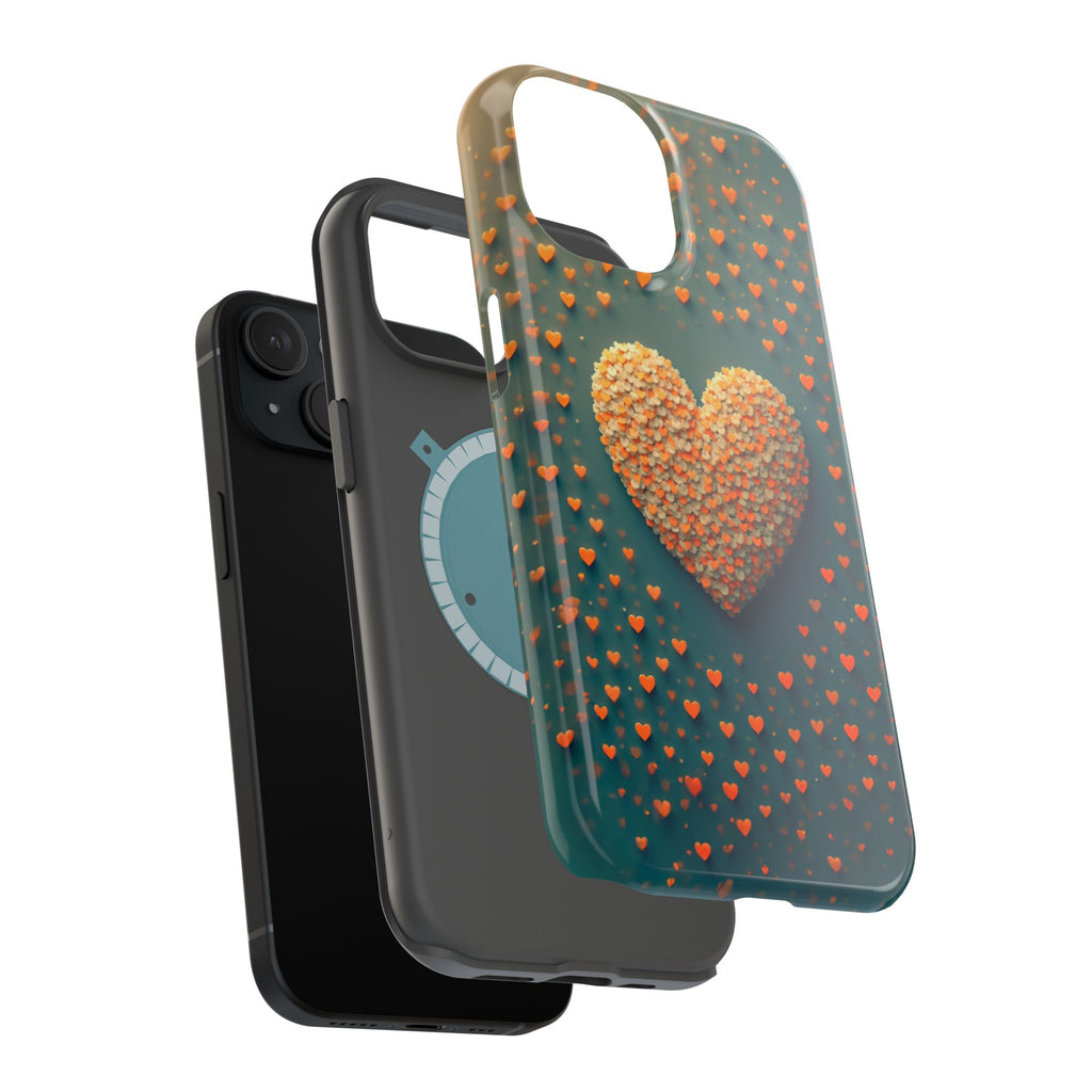 Magnetic Impact-Resistant Phone Case — Textured Heart Confetti Design