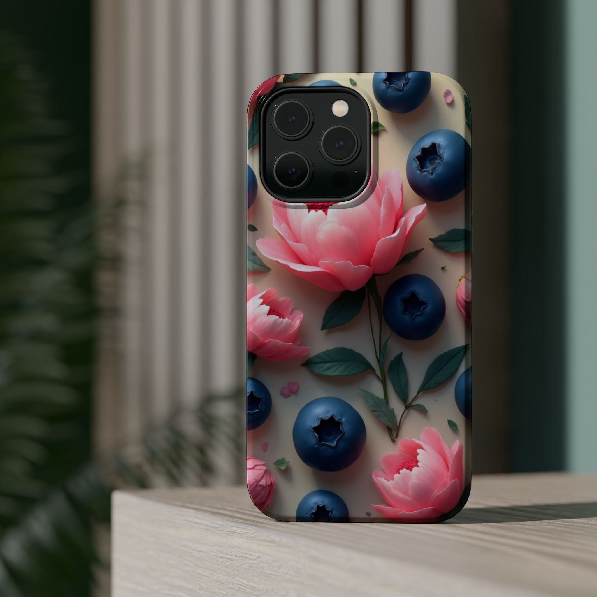 Floral Blueberry Phone Case — Magnetic Impact-Resistant