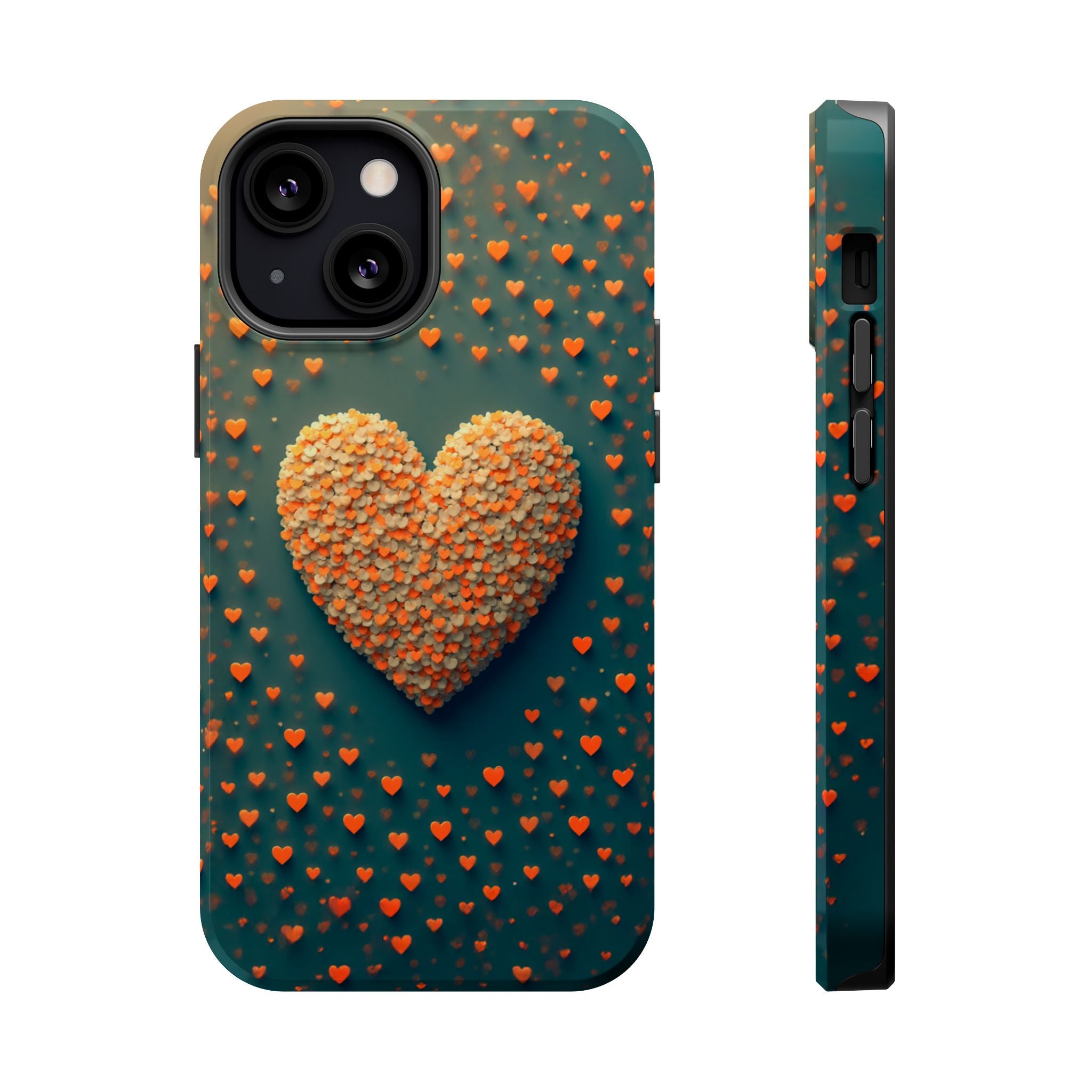 Magnetic Impact-Resistant Phone Case — Textured Heart Confetti Design