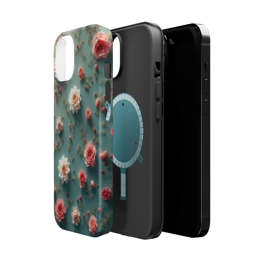 Floral Rose Pattern Magnetic Impact-Resistant Phone Case
