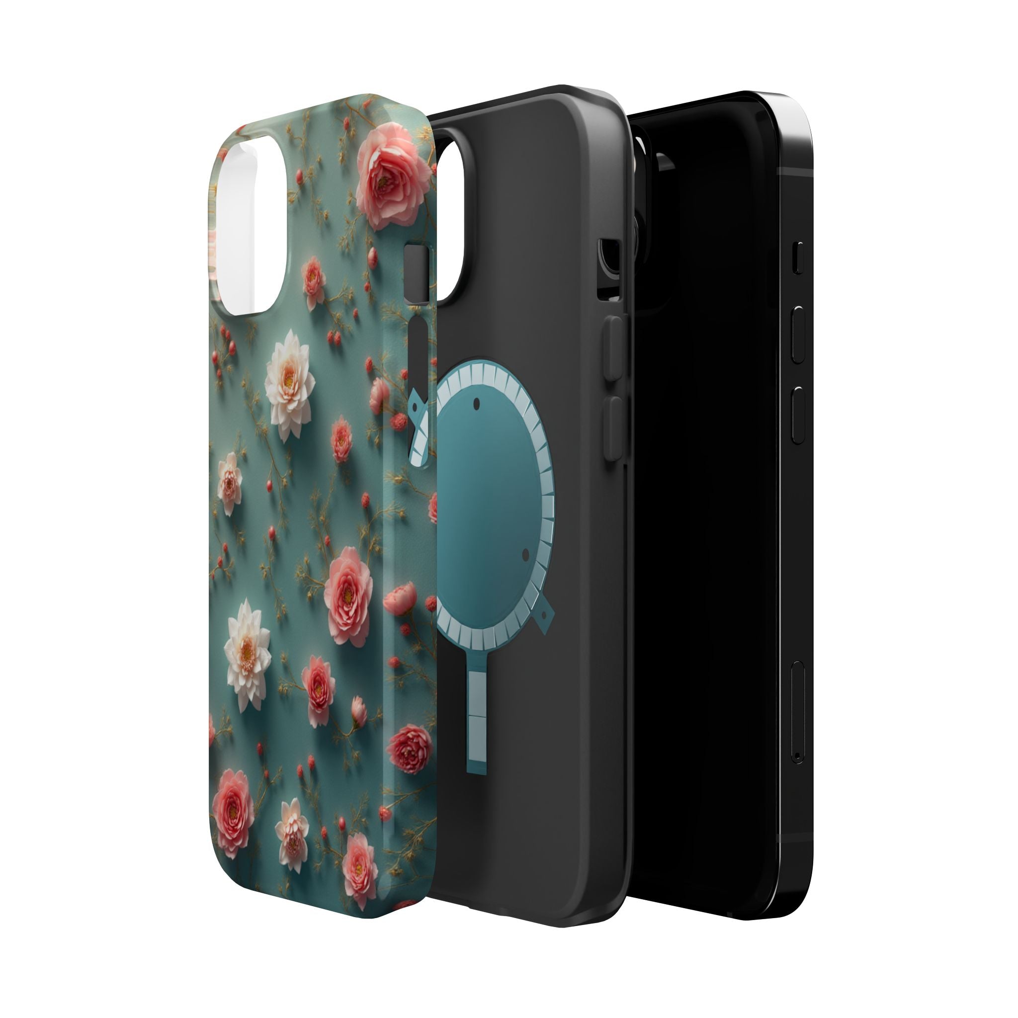 Floral Rose Pattern Magnetic Impact-Resistant Phone Case