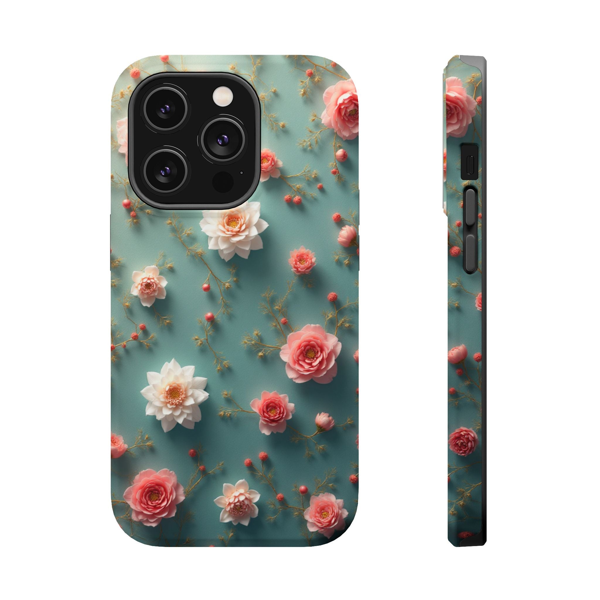 Floral Rose Pattern Magnetic Impact-Resistant Phone Case