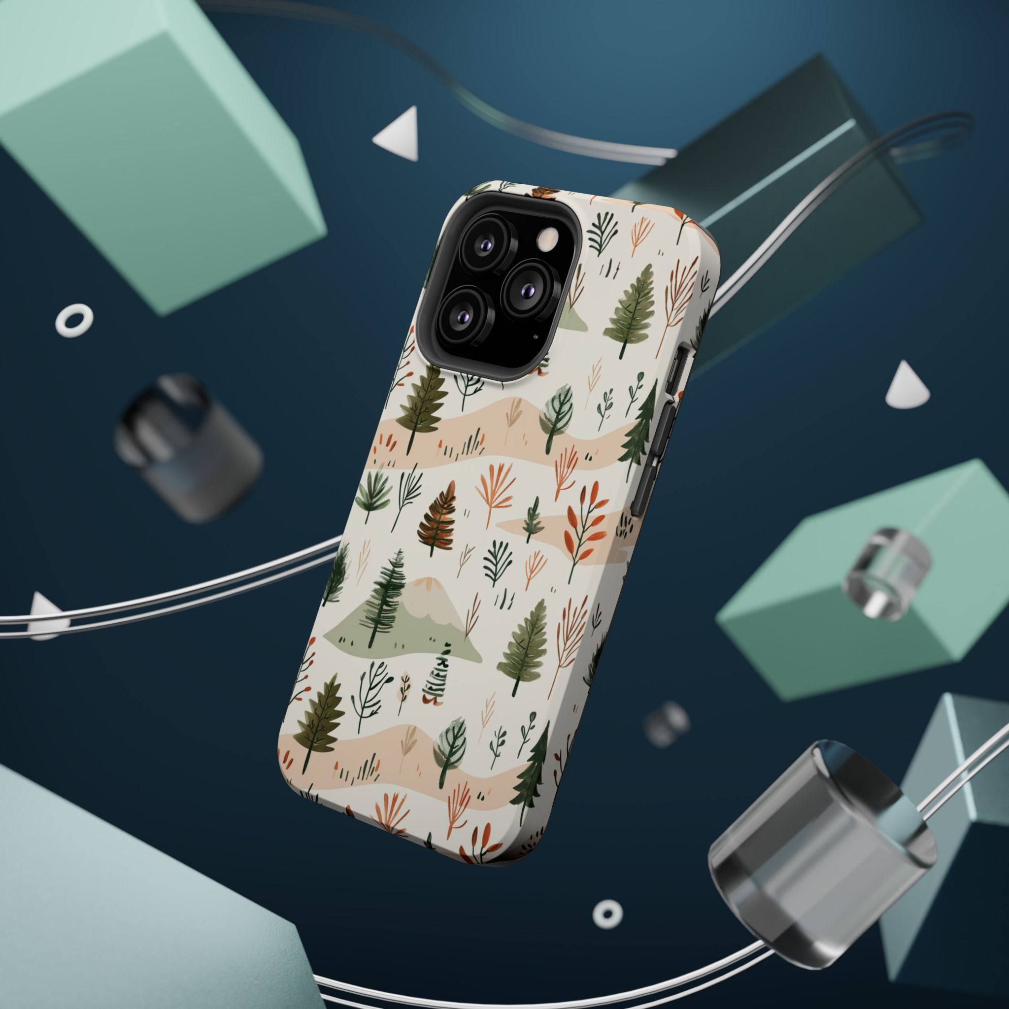 Magnetic Impact-Resistant Phone Case — Woodland Trees Pattern