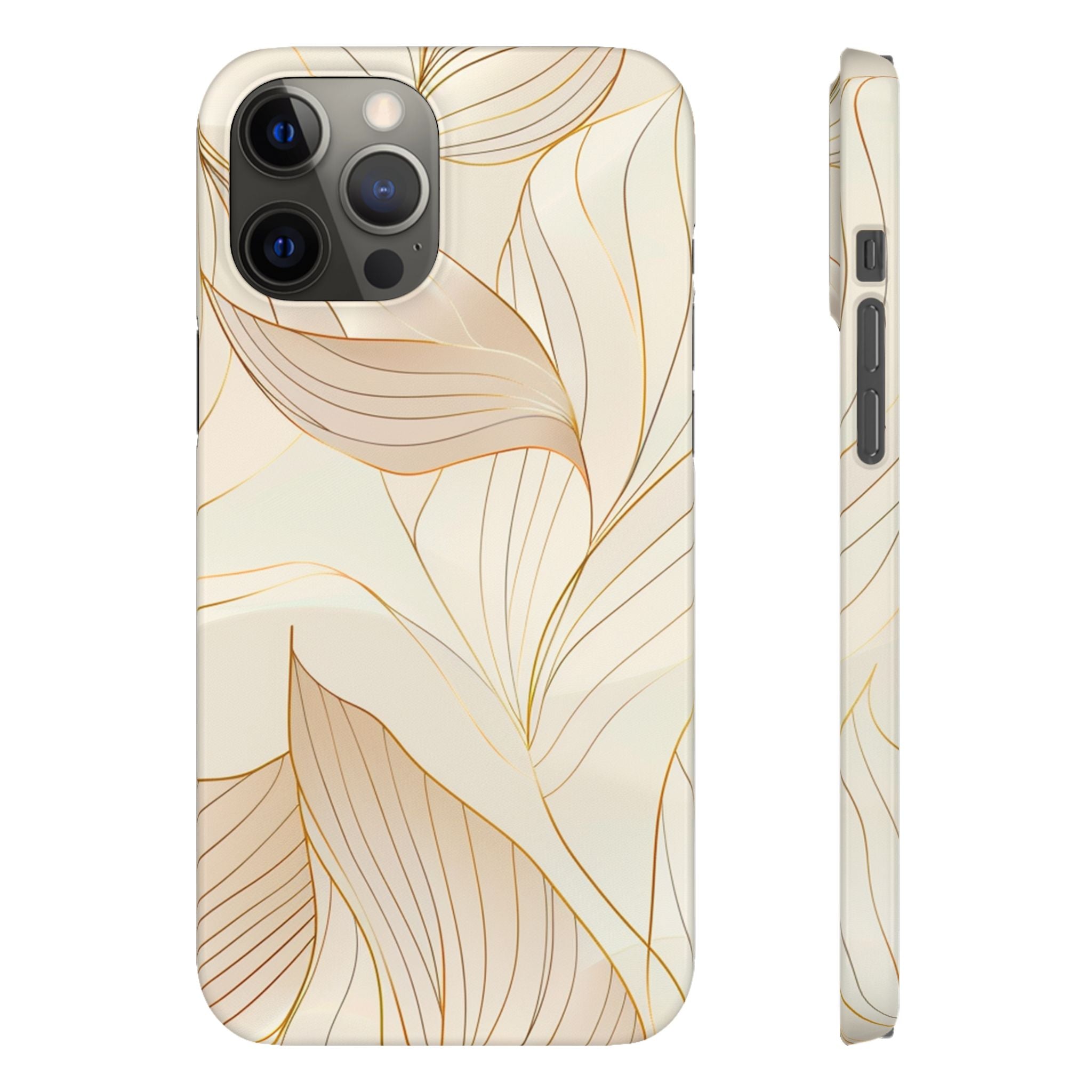Floral Gold Leaf Phone Case — Elegant Neutral Botanical Snap Case