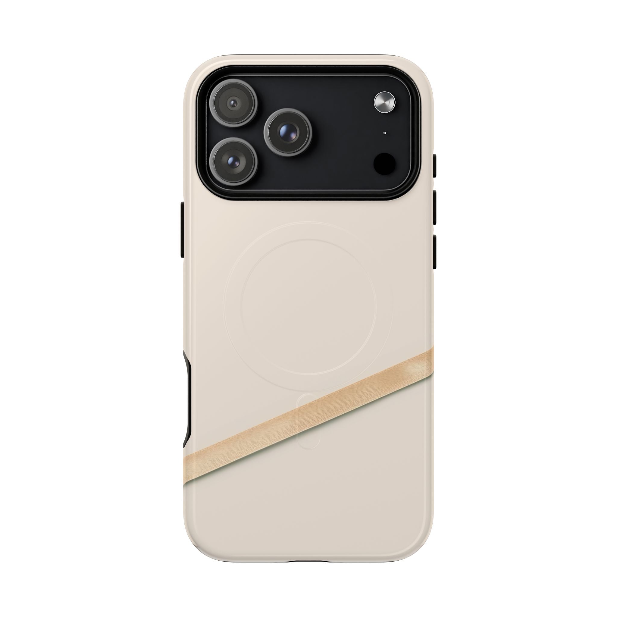 MagSafe Tough Phone Case — Sleek Sandstone with Gold Accent