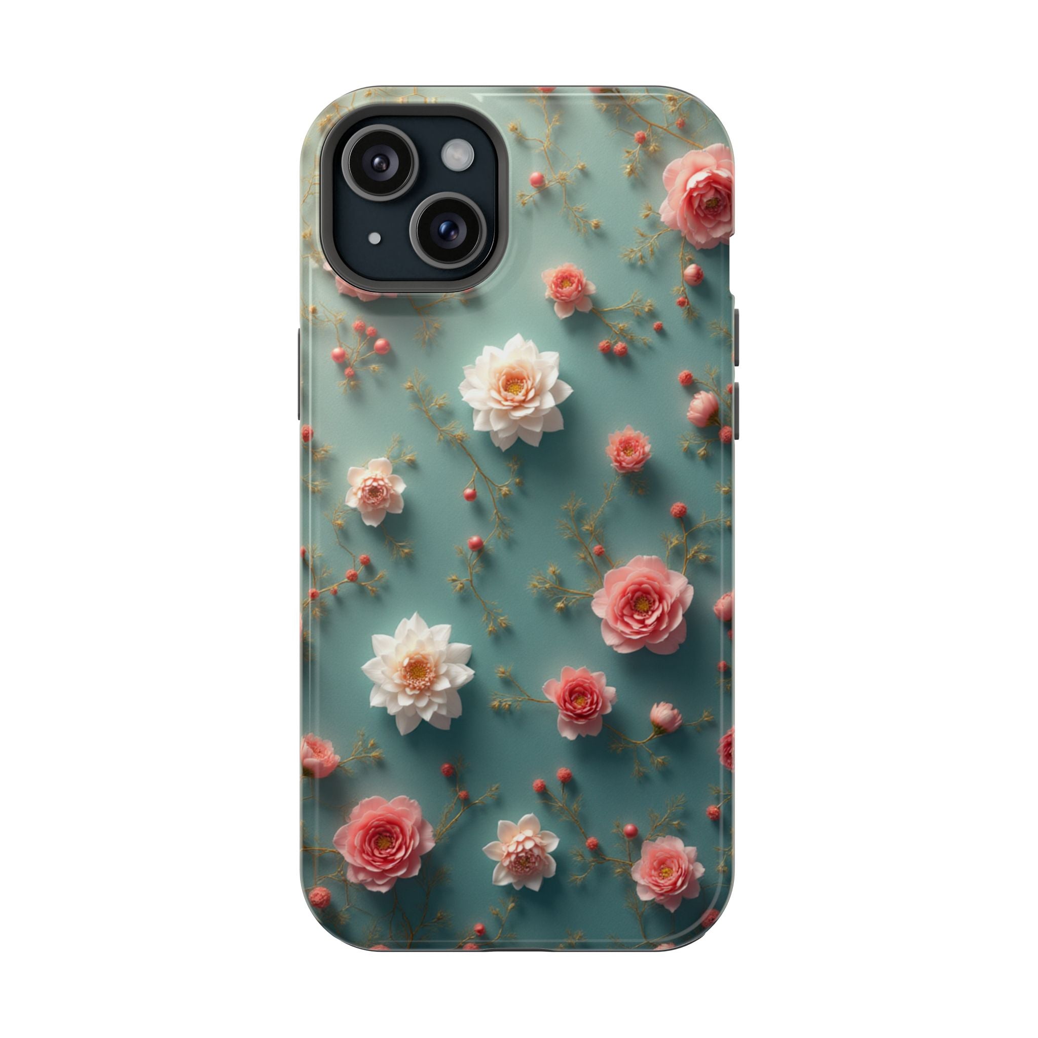 Floral Rose Pattern Magnetic Impact-Resistant Phone Case