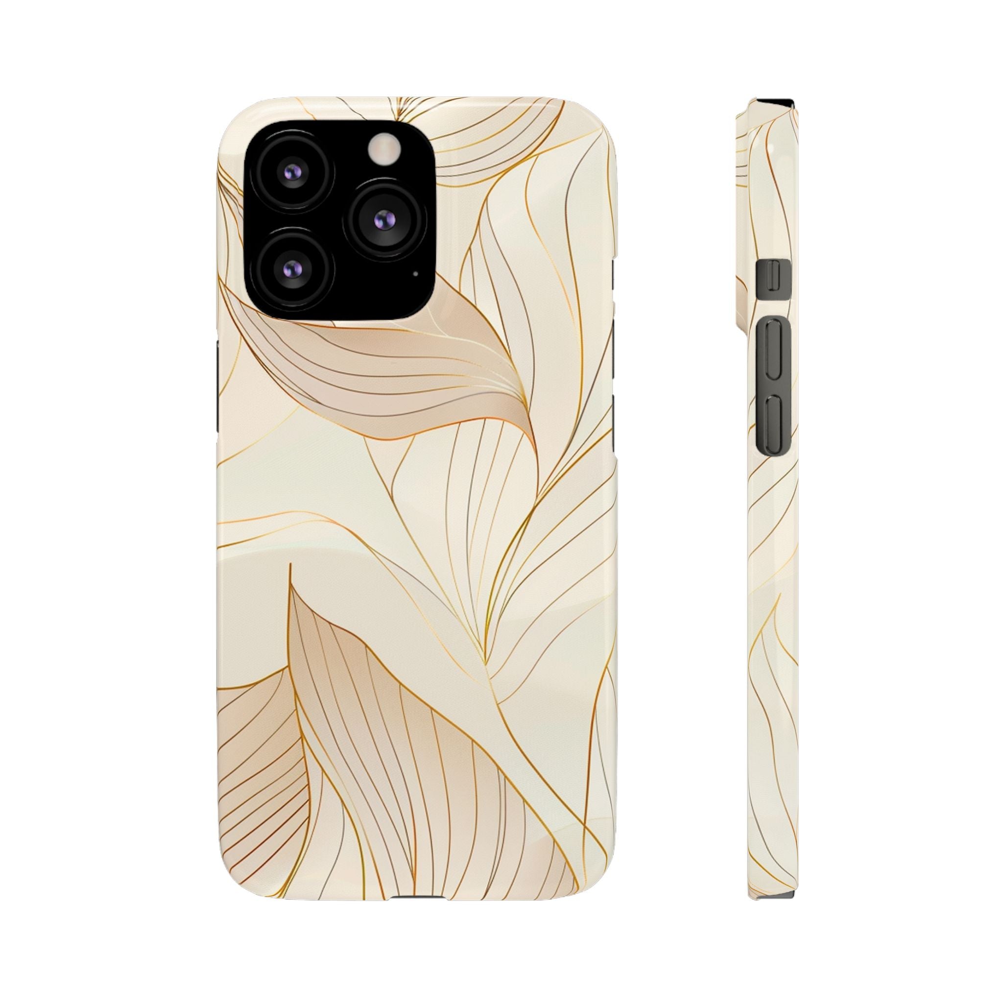 Floral Gold Leaf Phone Case — Elegant Neutral Botanical Snap Case